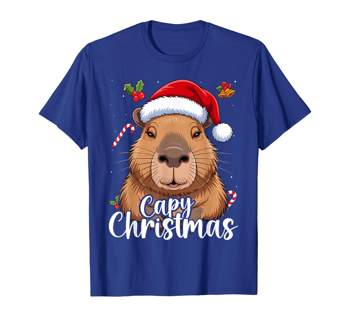 Capy or Huppy Christmas Capybara Holidays Santa Design T-Shirt