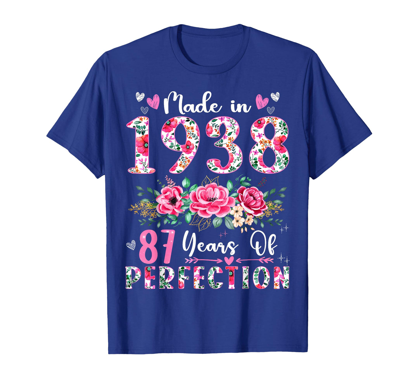 87 Year Old Made In 1938 Floral 87th Birthday Women T-Shirt