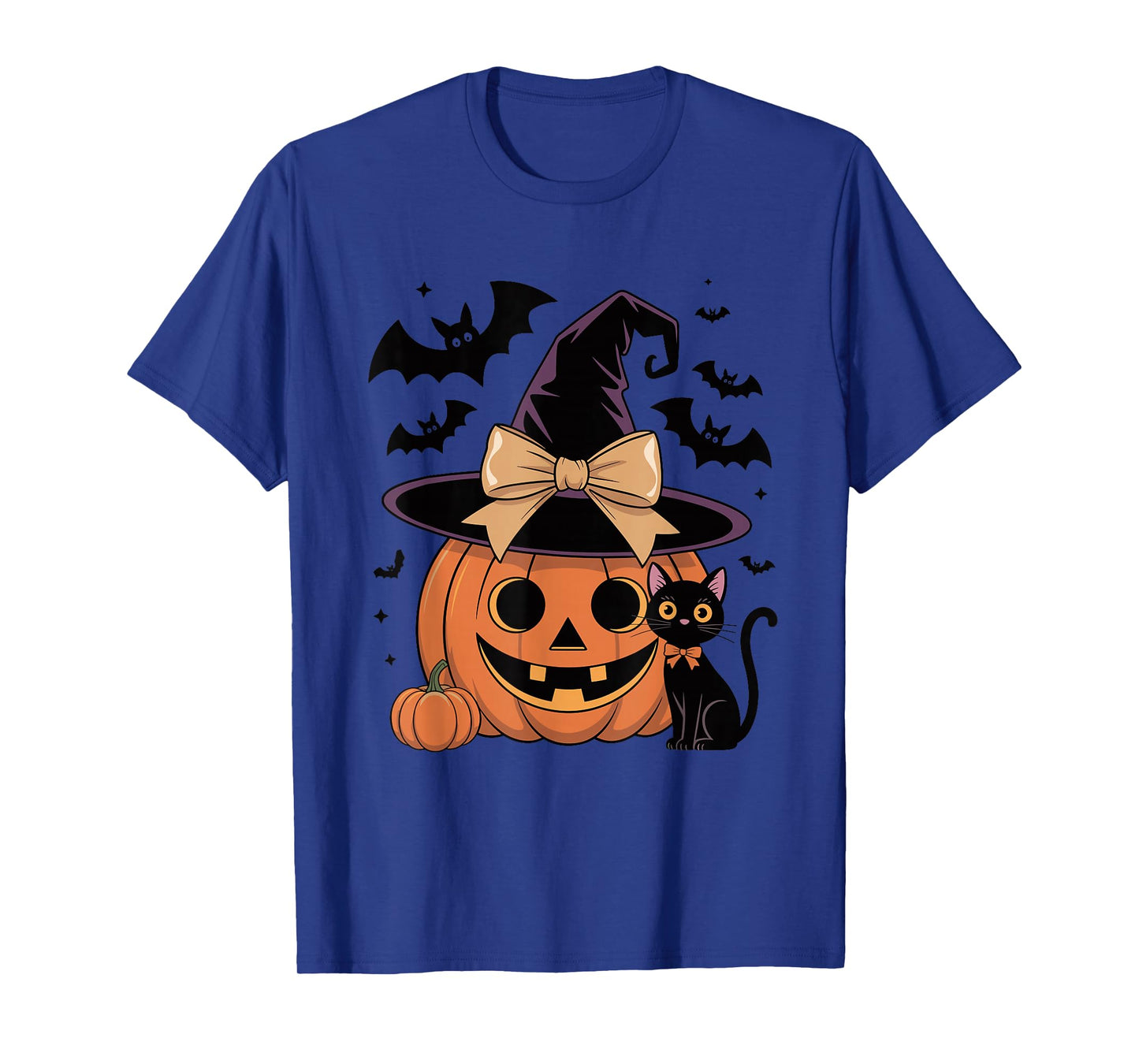 Fall Season Pumpkin Witch Hat Bow Halloween T-Shirt
