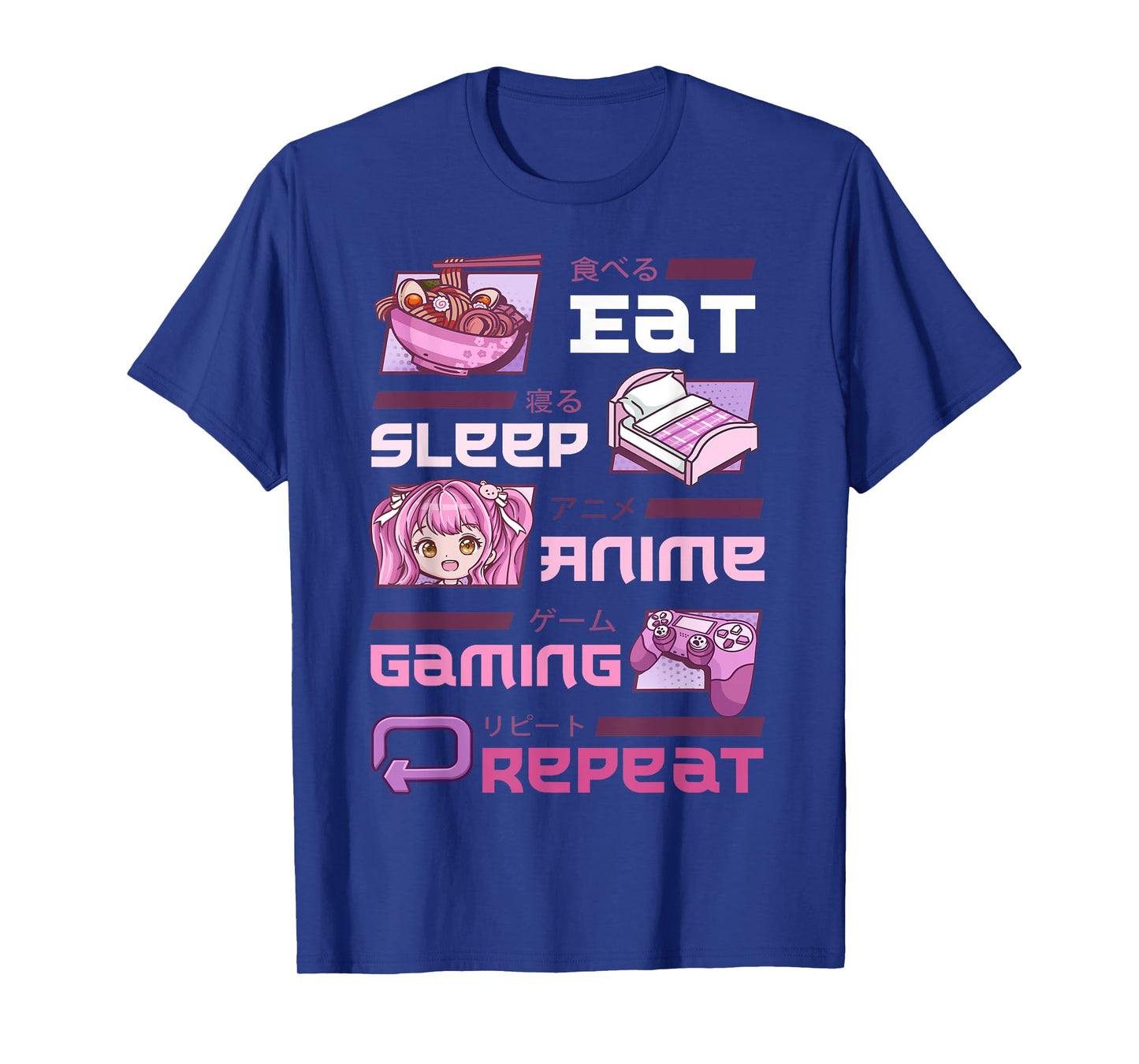 Gamer Gaming Video Games Funny Eat Sleep Anime Gaming Repeat T-Shirt