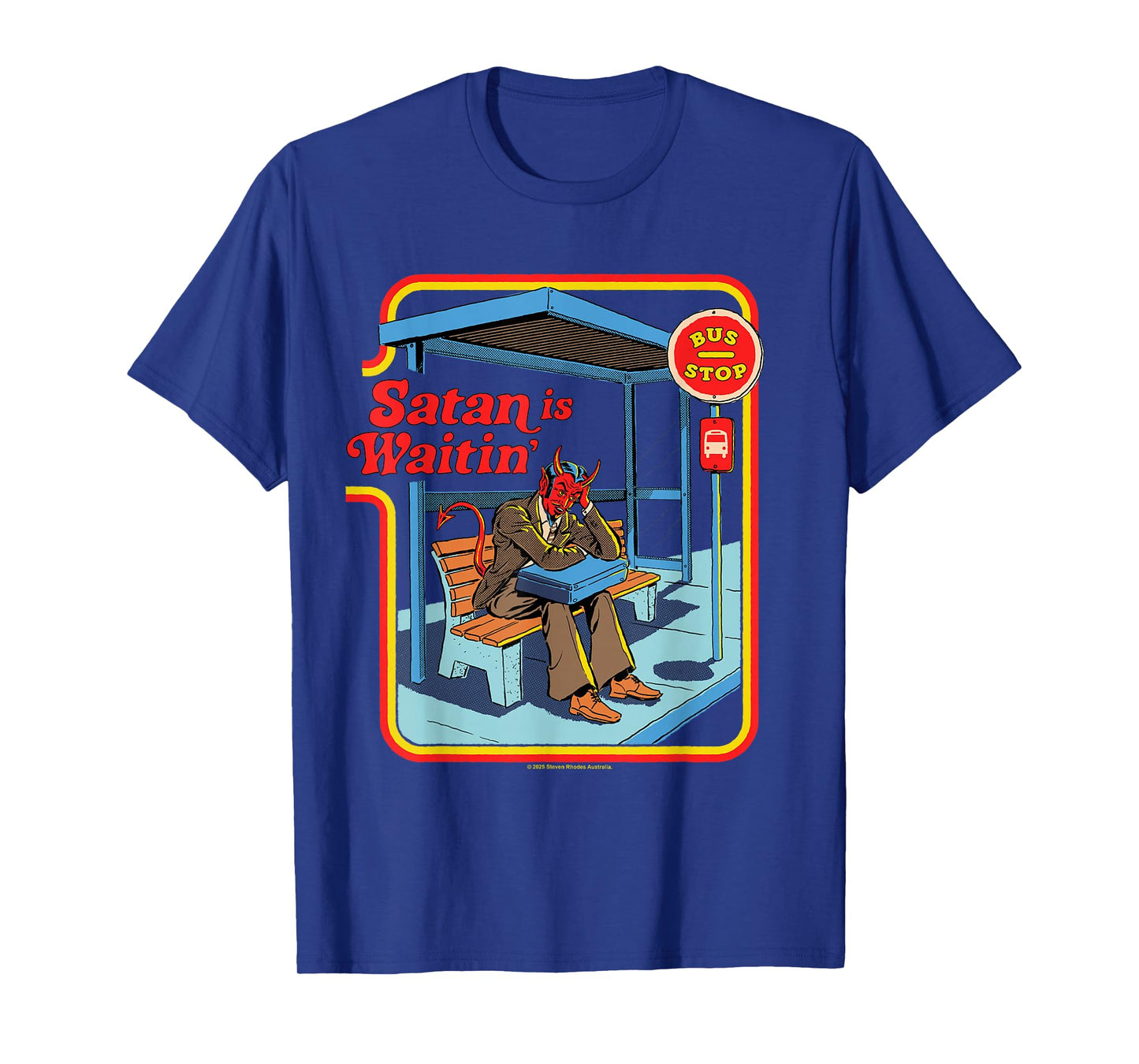 Satan is Waitin Devil Sarcastic Vintage Funny Adult Humor T-Shirt