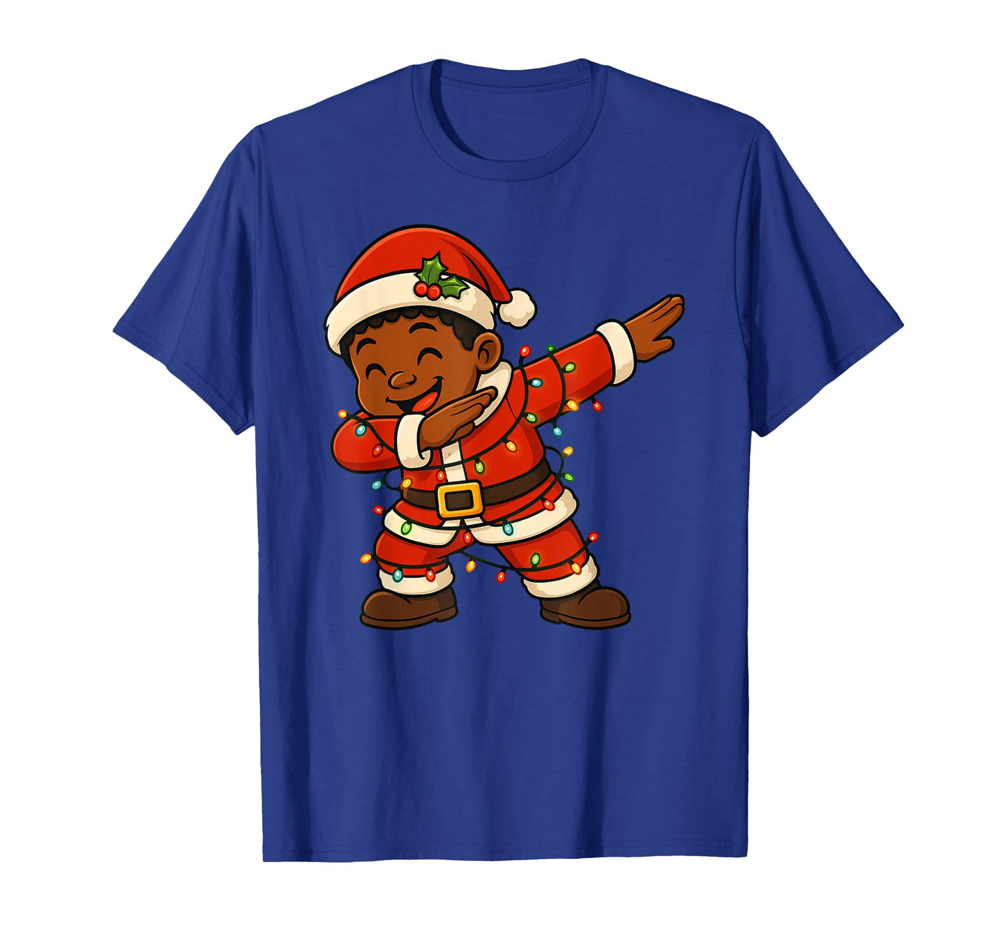 Funny Black Kid Merry Christmas Dabbing Santa Xmas Boys Girl T-Shirt