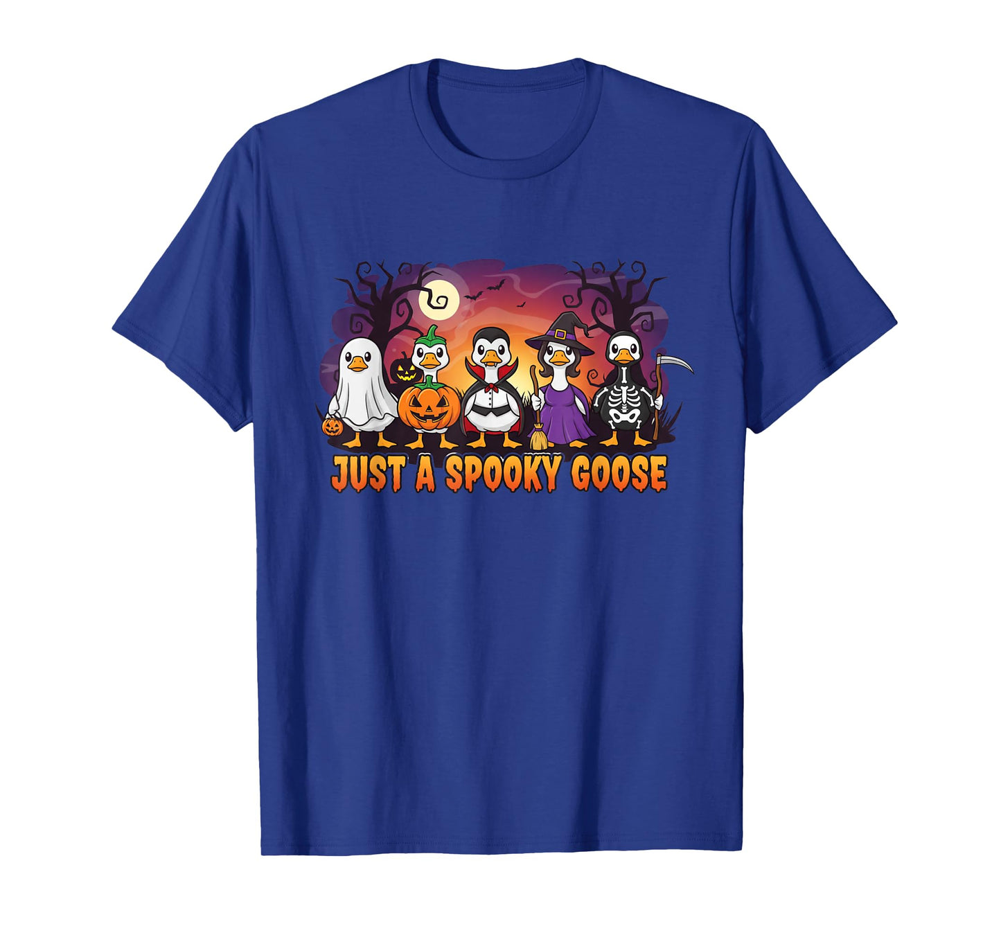 Just A Spooky Goose Tee Funny Halloween Goose Gang Gifts T-Shirt