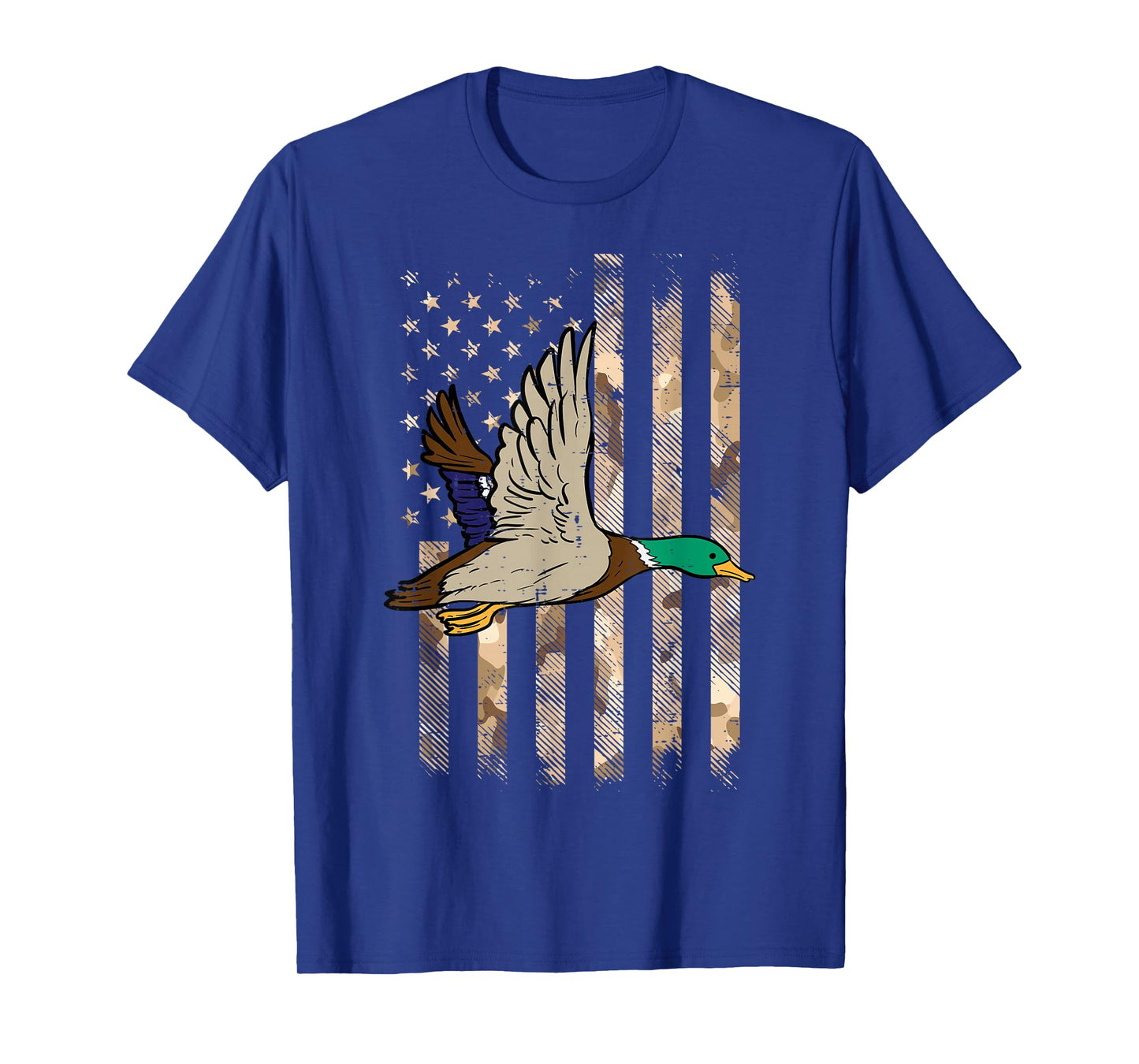 Duck Camo US Flag Vintage Patriotic Hunter Men Women Kids T-Shirt