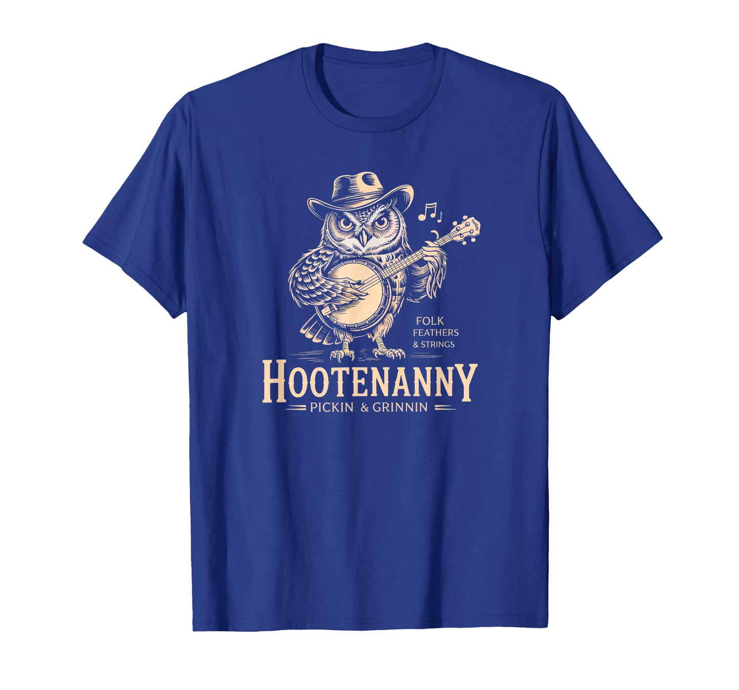 Hootenanny Owl Playing Banjo Country Guitar Music T-Shirt