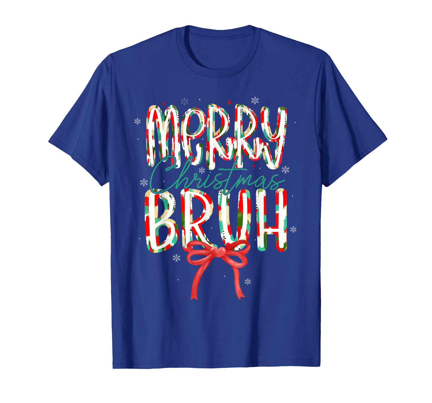 Merry Christmas Bruh Coquette Bow Santa Women Girl T-Shirt