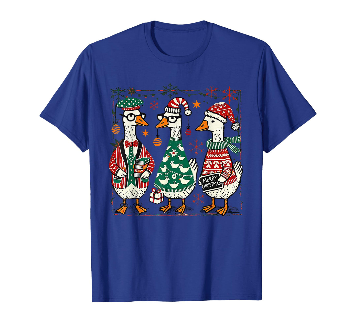 Retro Christmas Silly Goose Christmas Light Goosemas Funny T-Shirt