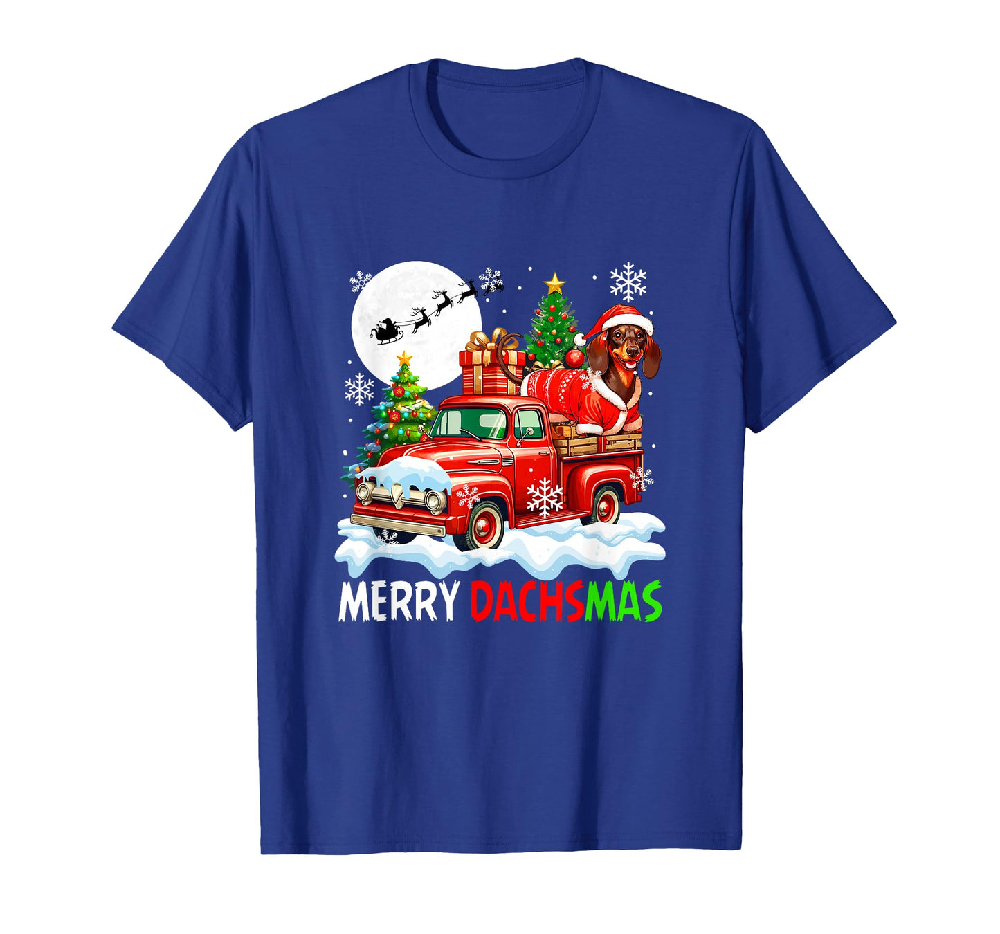 Merry Christmas Santa Dachshund On Pickup Truck Owner Kids T-Shirt