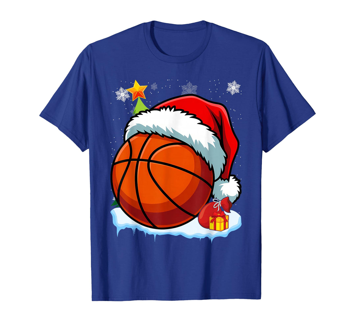 Basketball Christmas Funny Santa Hat Men Women Kids Boys T-Shirt
