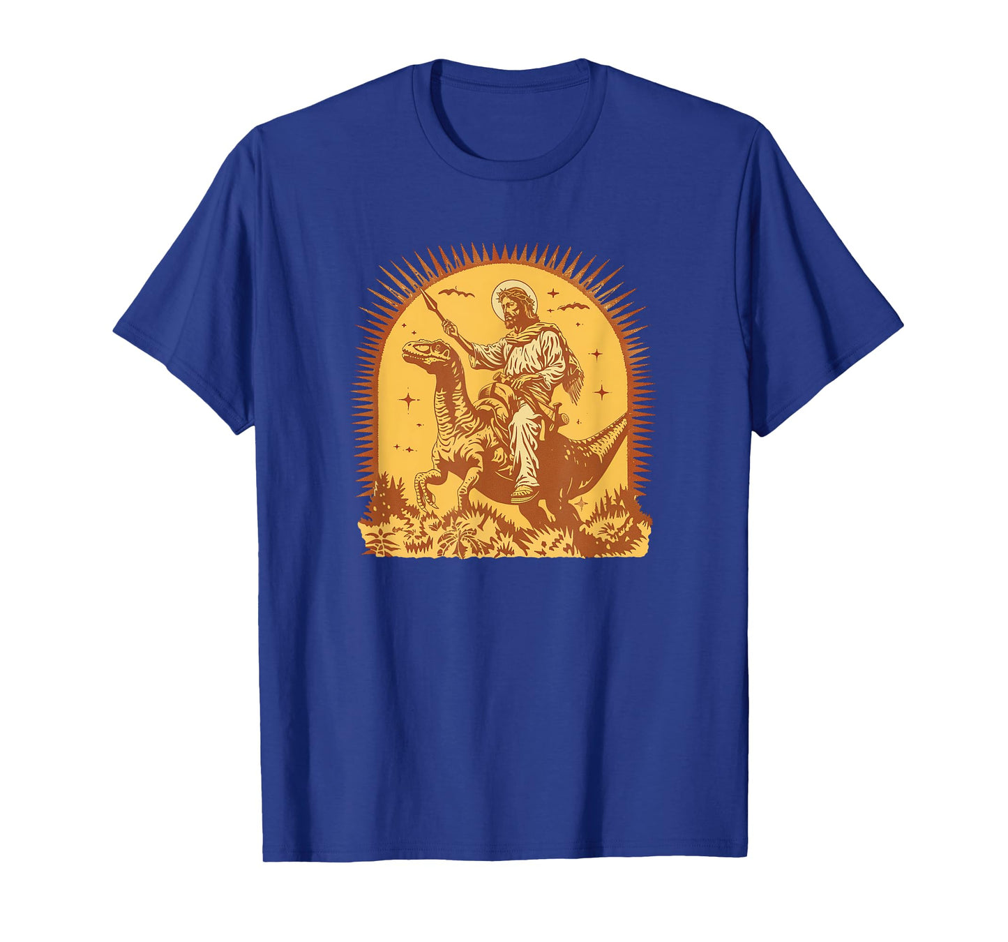 Jesus Riding Raptor Dinosaur Funny Weird Christian T-Shirt
