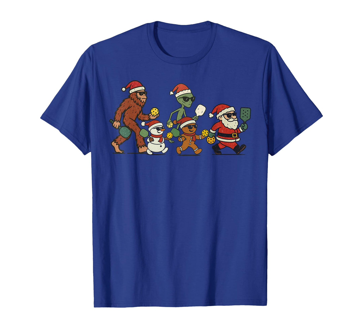 Santa Sasquatch Playing Pickleball Christmas Funny Xmas T-Shirt