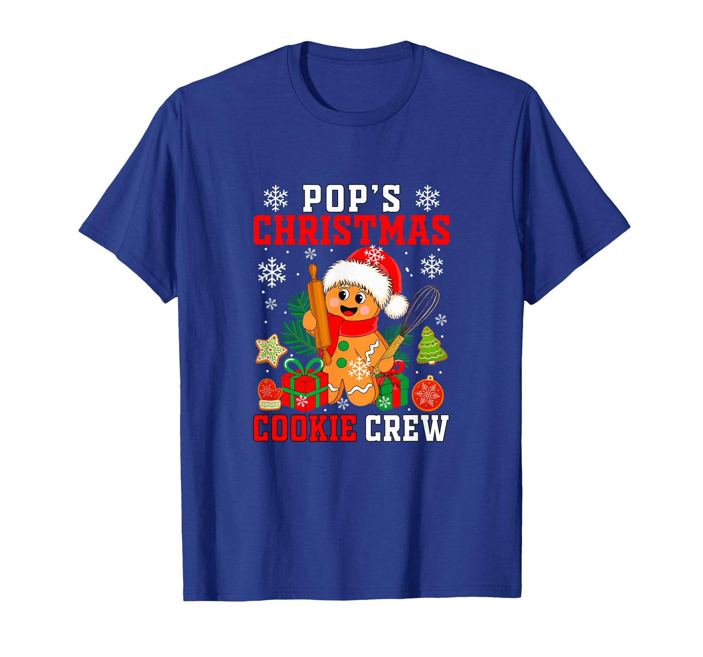 Pop's Christmas Cookie Crew Santa Gingerbread Baker Family T-Shirt