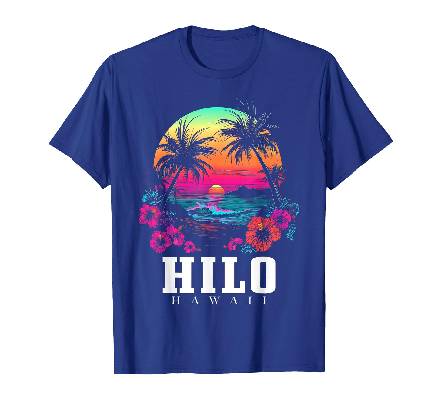 Hilo Hawaii Hawaiian Hibiscus Flowers Surfer Souvenir T-Shirt