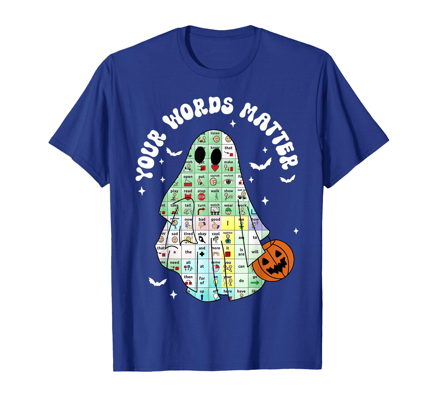 Your Words Matter Pumpkin Ghost SLP Speech Therapy Halloween T-Shirt
