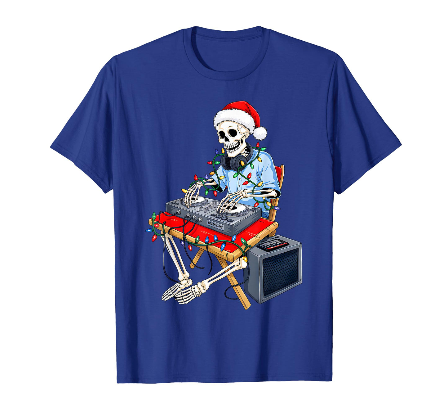 Xmas Santa Skeleton Playing Dj Funny Christmas Boys Kids T-Shirt