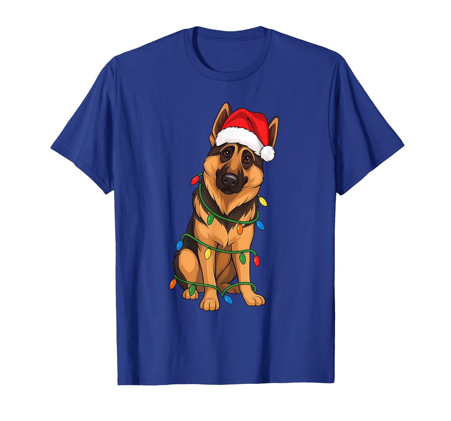 German Shepherd Christmas Tree Lights Holiday Dog Lover T-Shirt