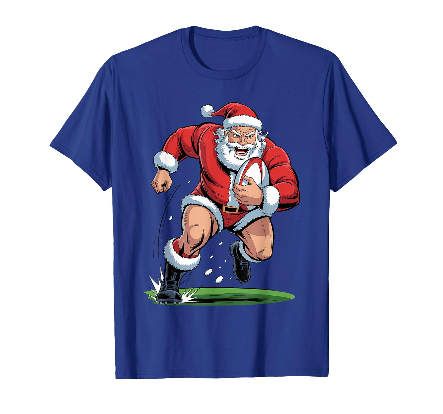 Santa Playing Rugby Funny Sports Christmas Holiday Xmas T-Shirt