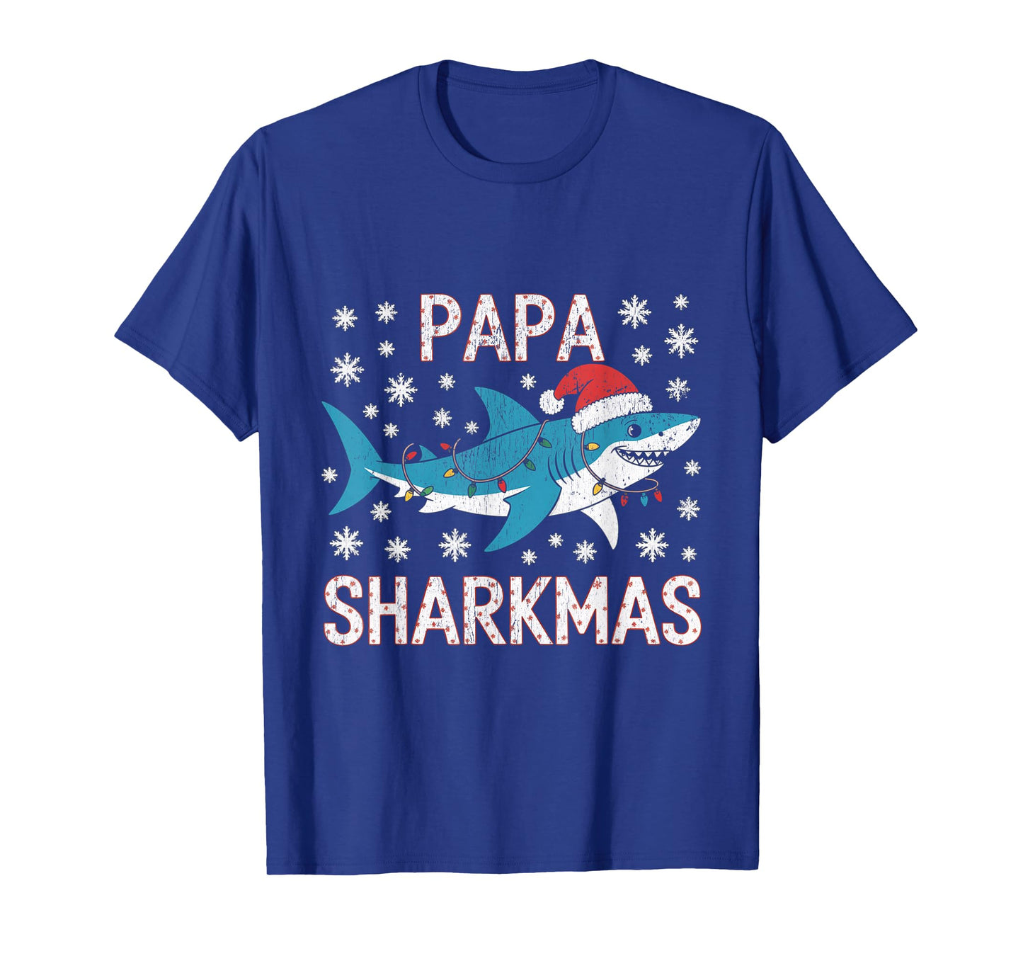 Papa Sharkmas Funny Shark Santa Hat Ugly Christmas Sweater T-Shirt