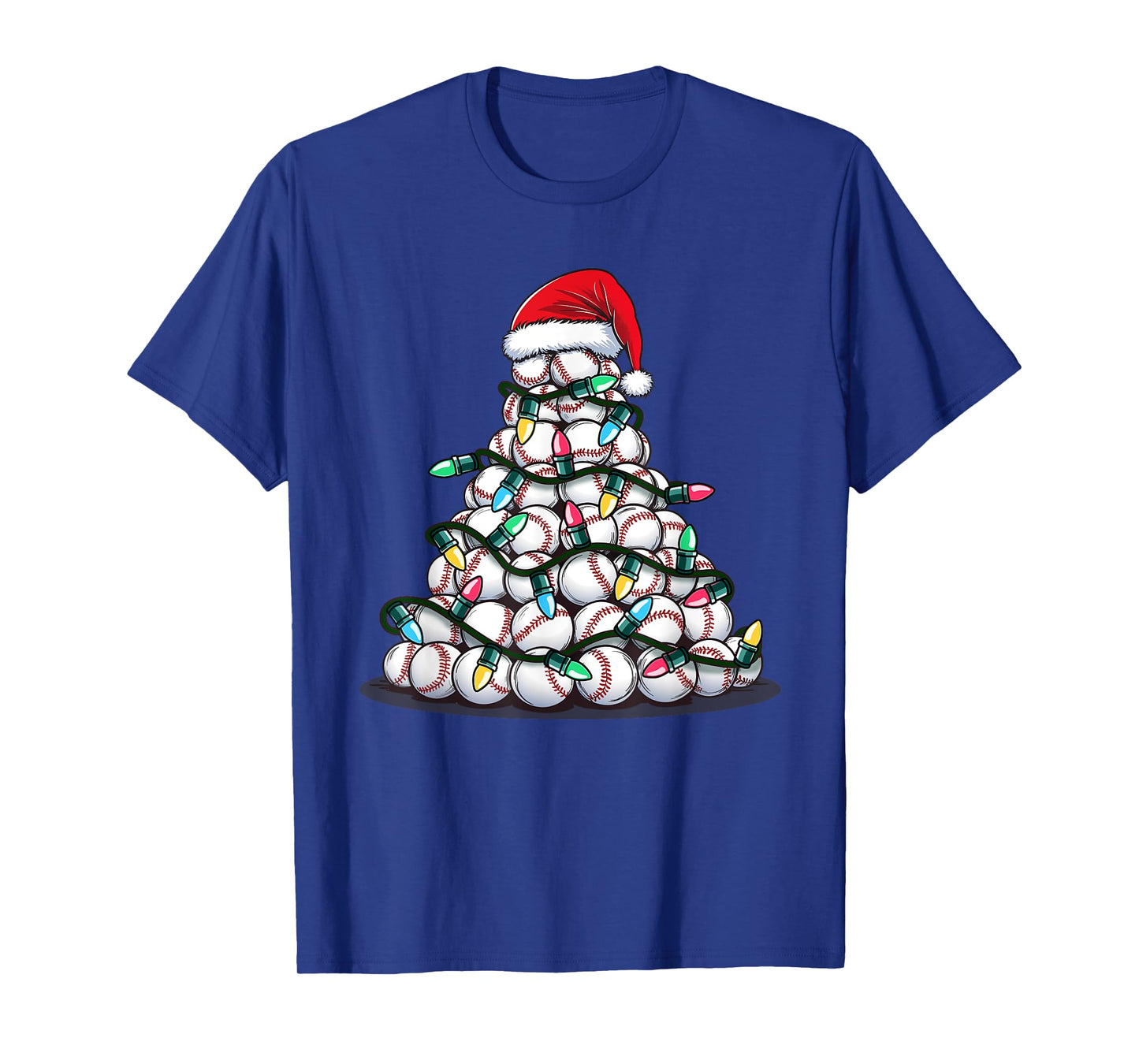 Baseball Christmas Tree Men Boys Youth Santa Sports T-Shirt