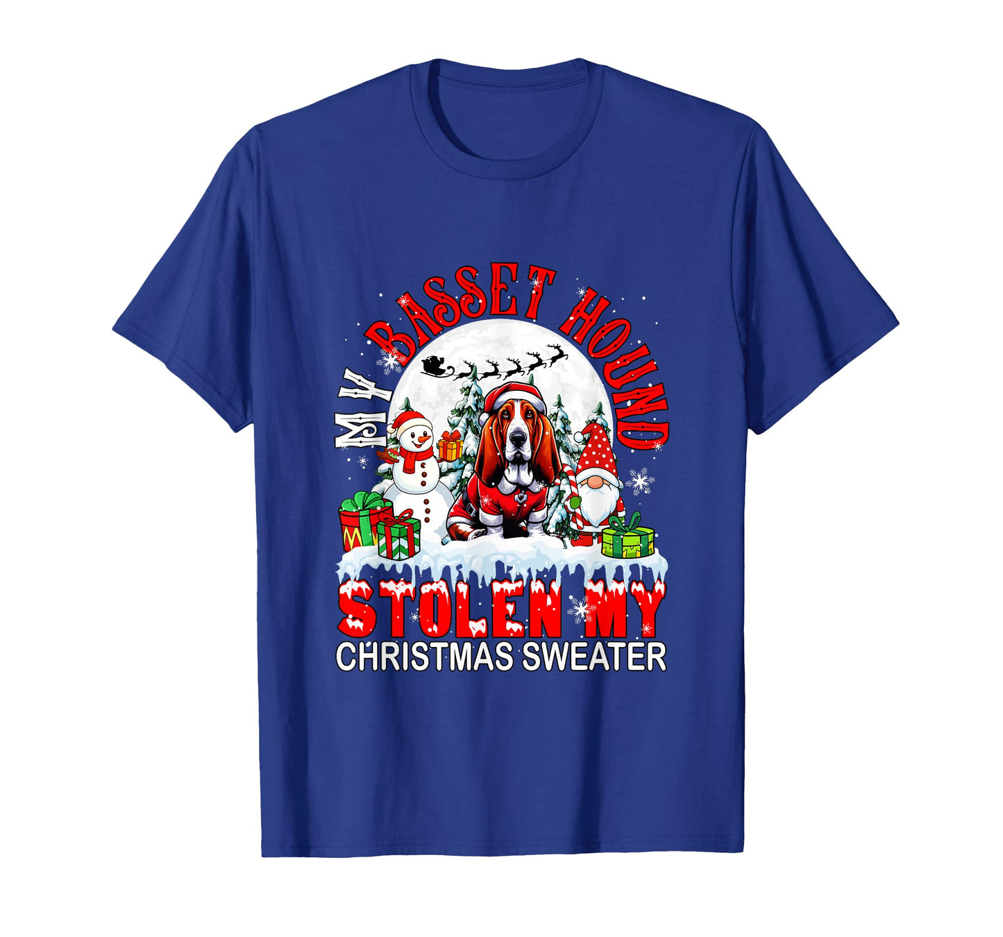 My Basset Hound Stolen My Christmas Sweater Santa Dog Owner T-Shirt