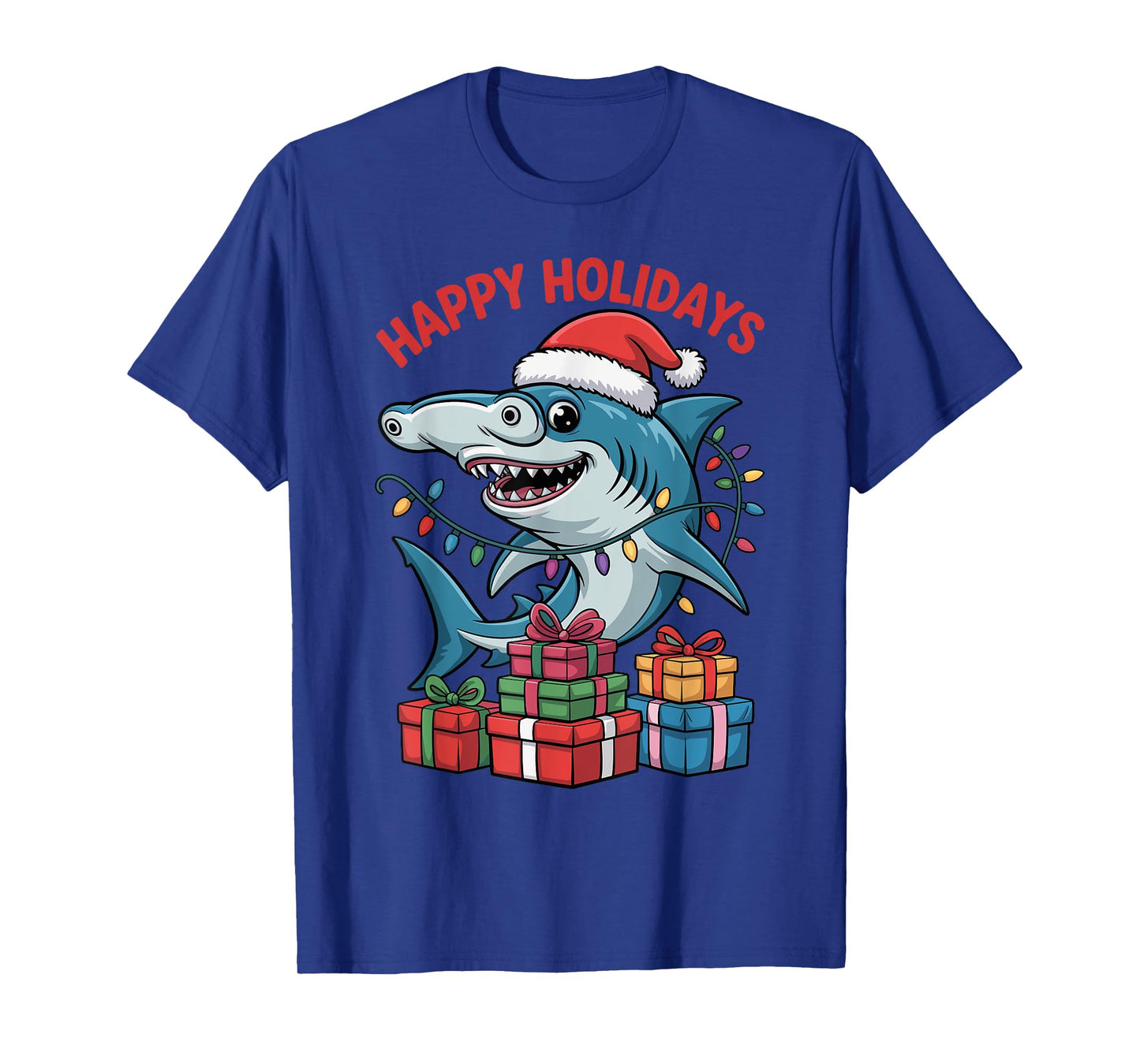 Funny Hammerhead Shark Santa Hat Ugly Christmas Pajamas T-Shirt
