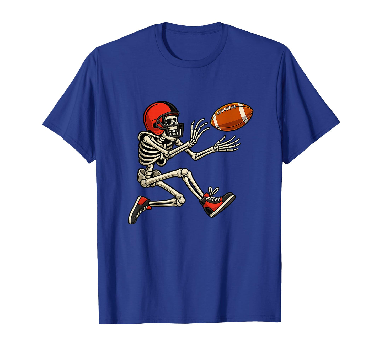 Funny Halloween Football Skeleton Catching a Football Gifts T-Shirt