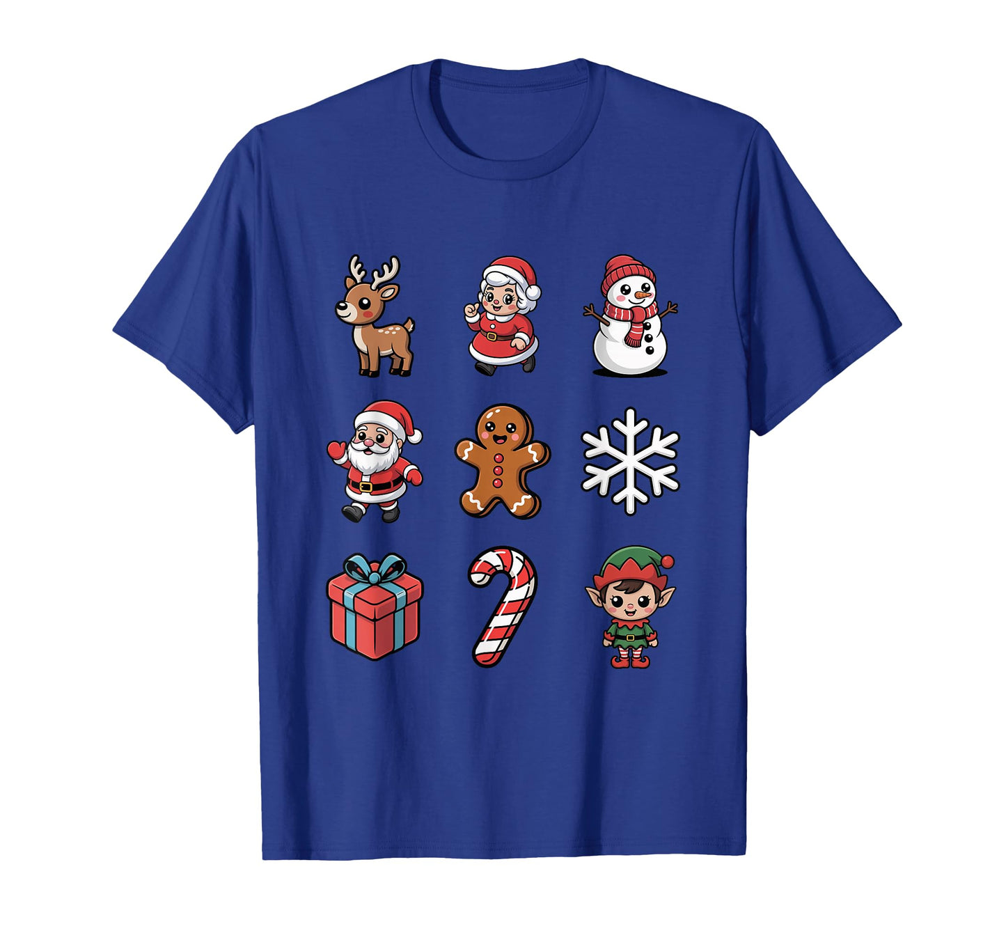Cute Christmas Characters Santa Elf Reindeer Snowman T-Shirt