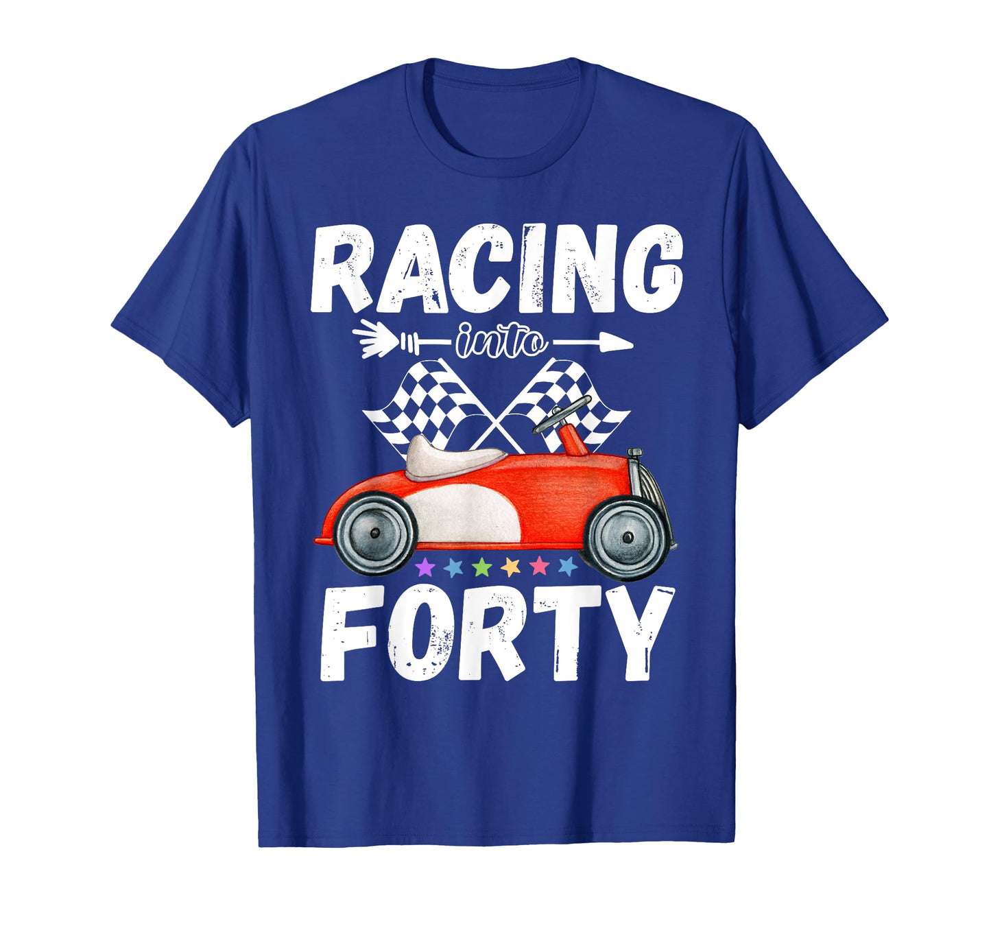 Racing Into Forty Pit Crew Race Car 40 Year Old Checkered T-Shirt