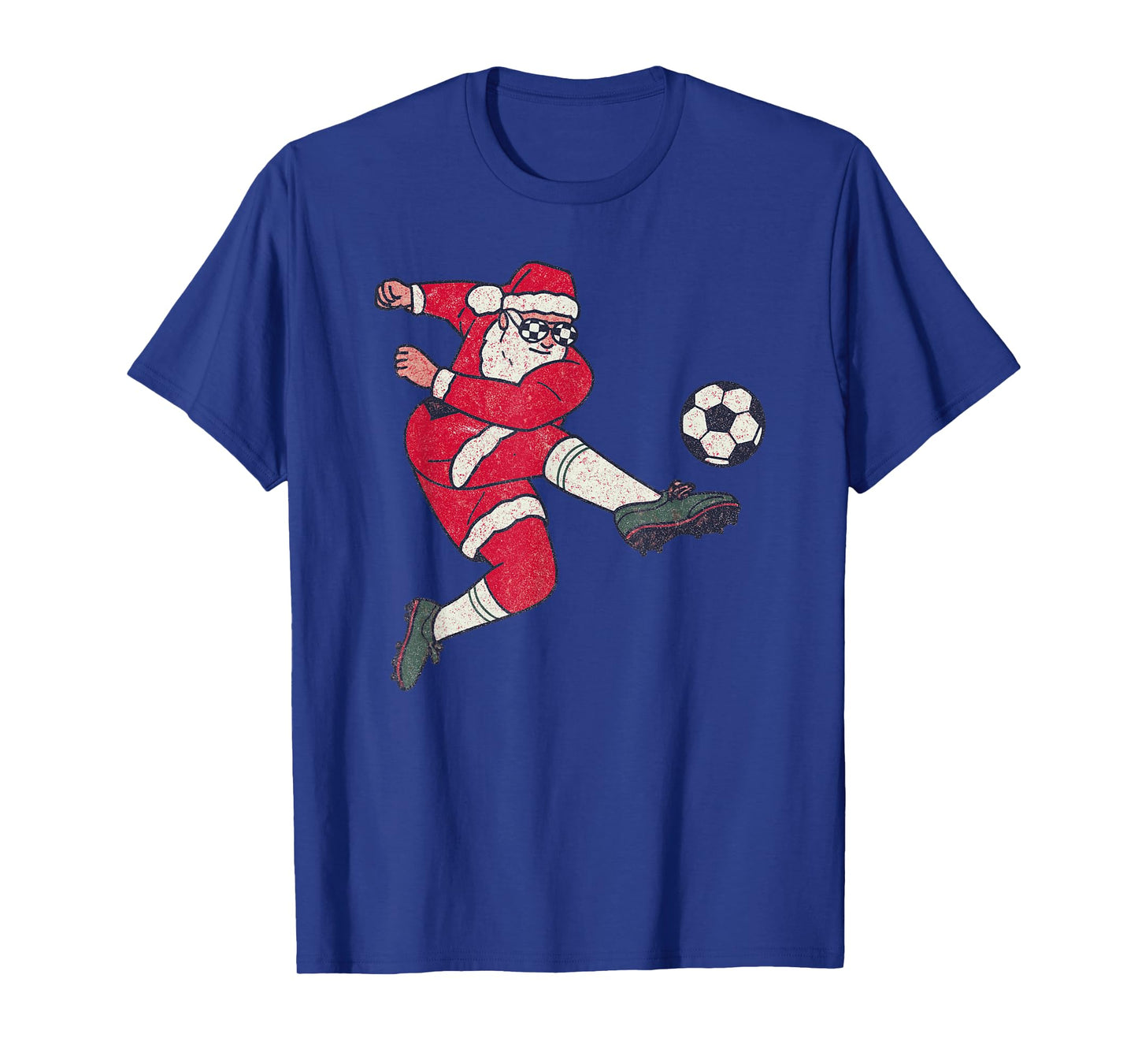 Santa Playing Soccer Christmas Vintage Funny Xmas Holiday T-Shirt