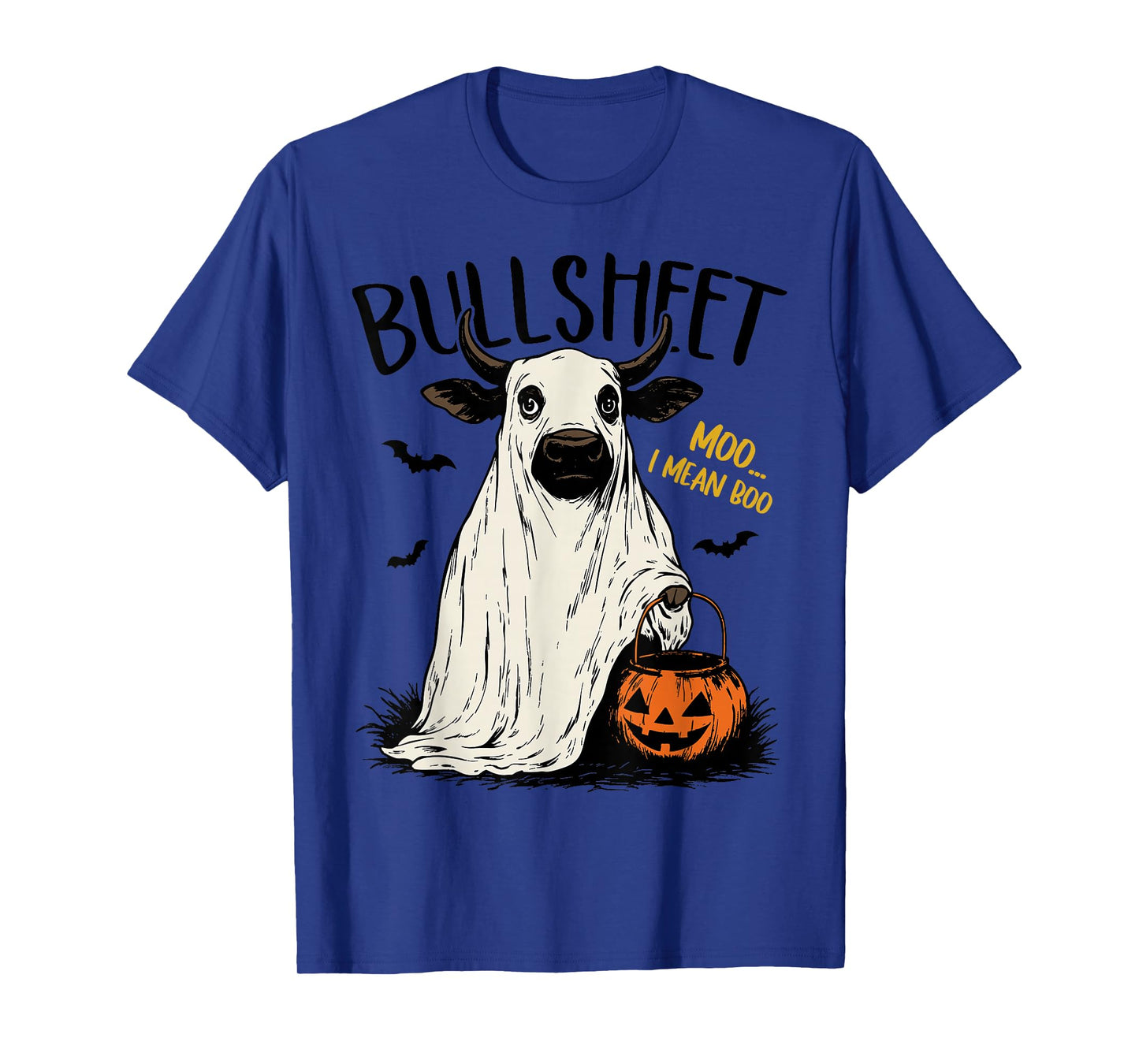 Bullsheet Moo I Mean Boo Scottish Highland Cow Halloween T-Shirt