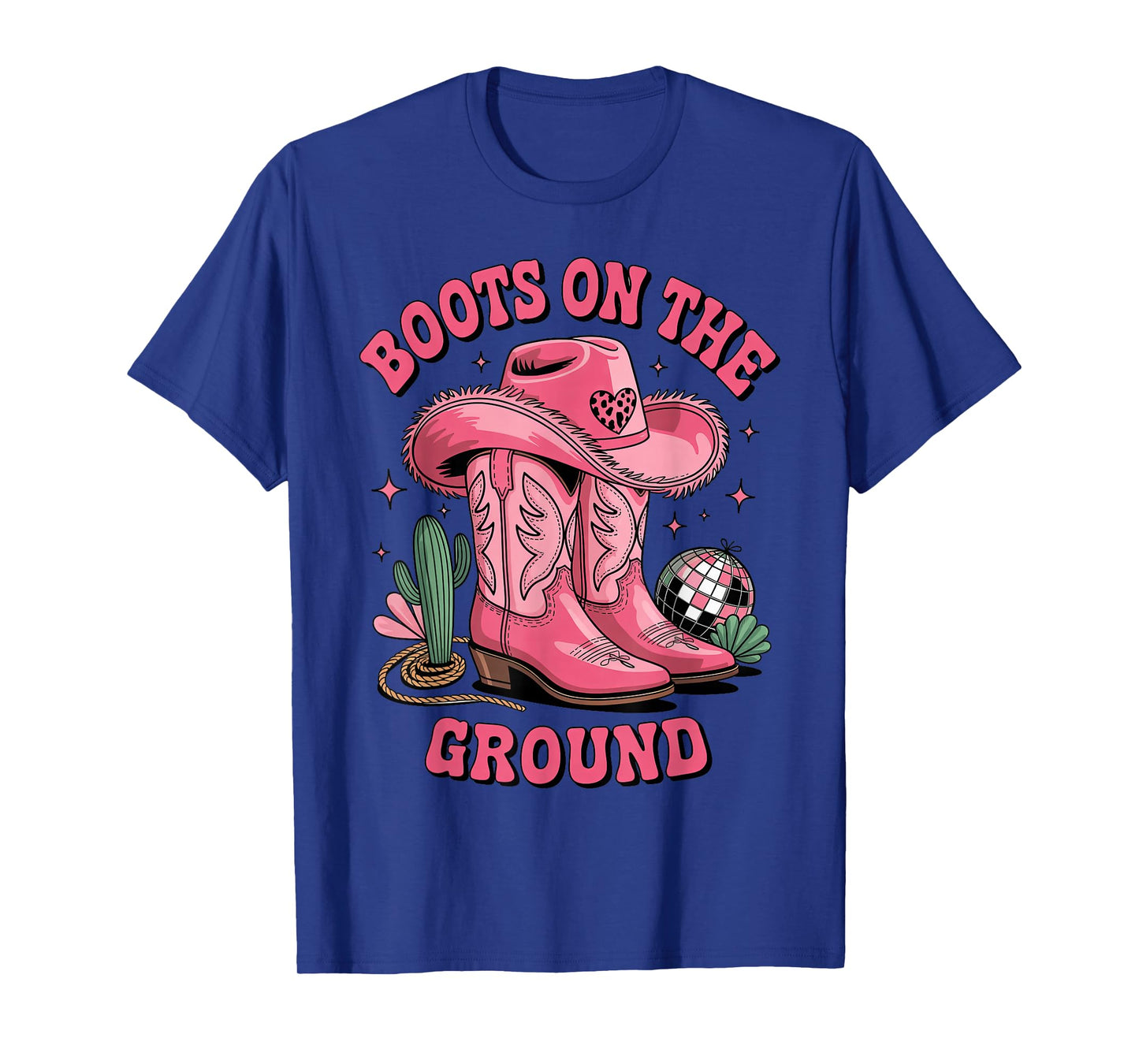Pink Cowgirl Boots on Ground Retro Western Country Style T-Shirt