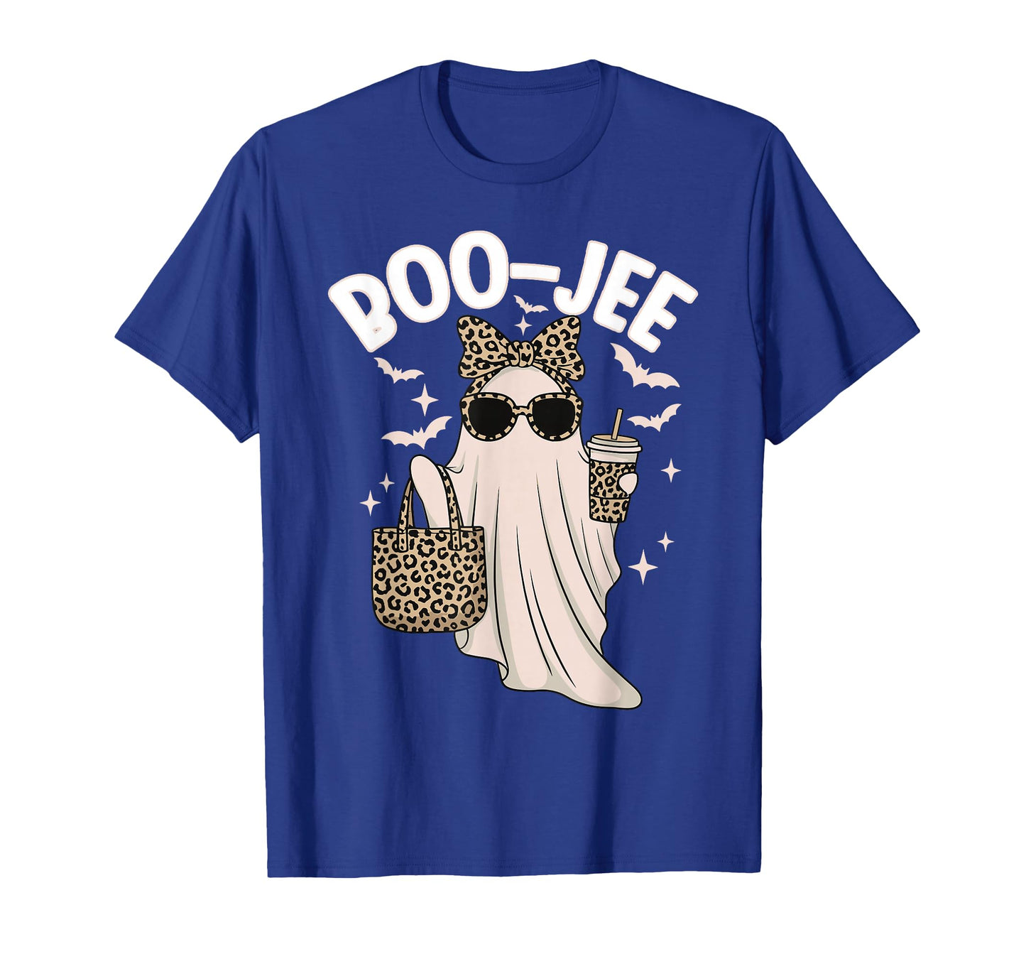 Coquette Leopard Ghost Coffee Boo-JEE Halloween Boujee Ghost T-Shirt