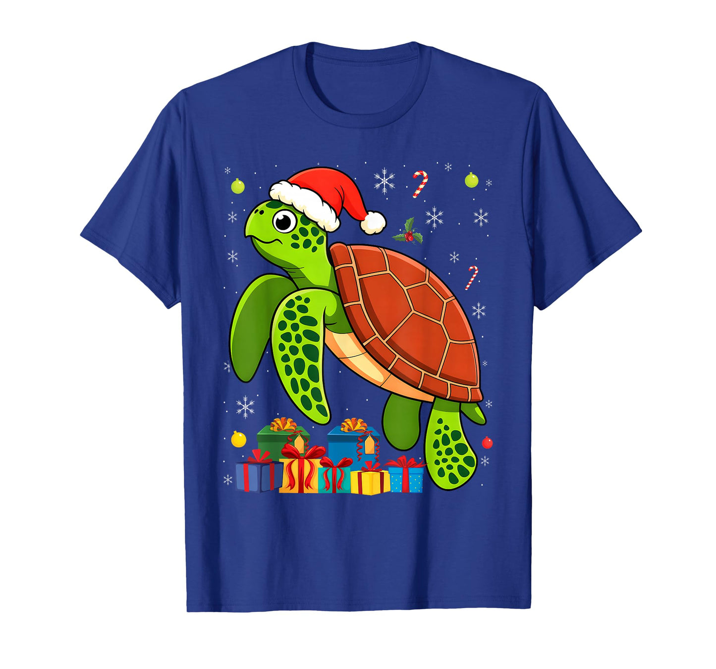 Turtle Santa Hat Christmas Pajama Cute Ocean Sea Animal T-Shirt