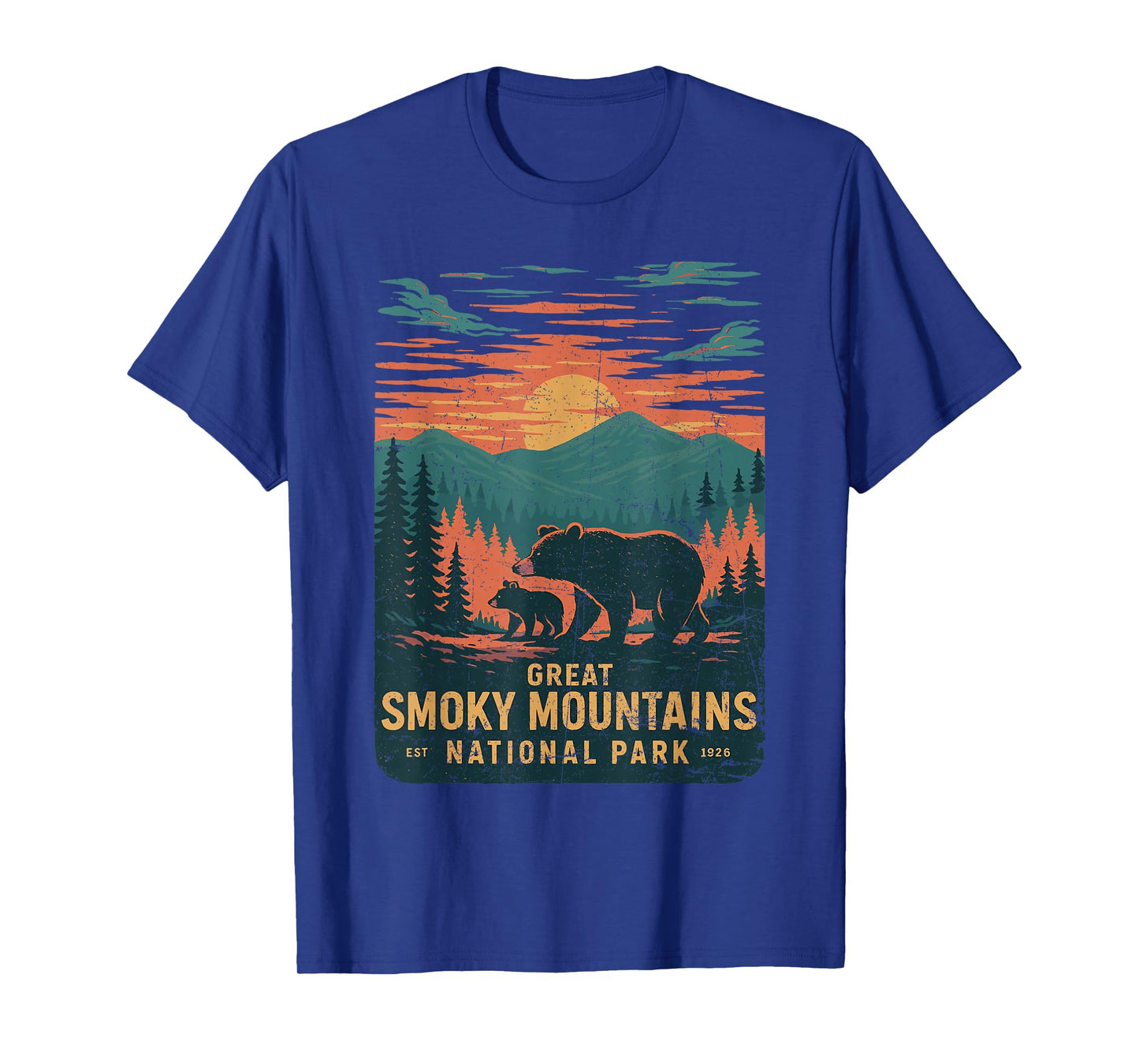 Great Smoky Mountains Bear Nature Retro Sunset T-Shirt