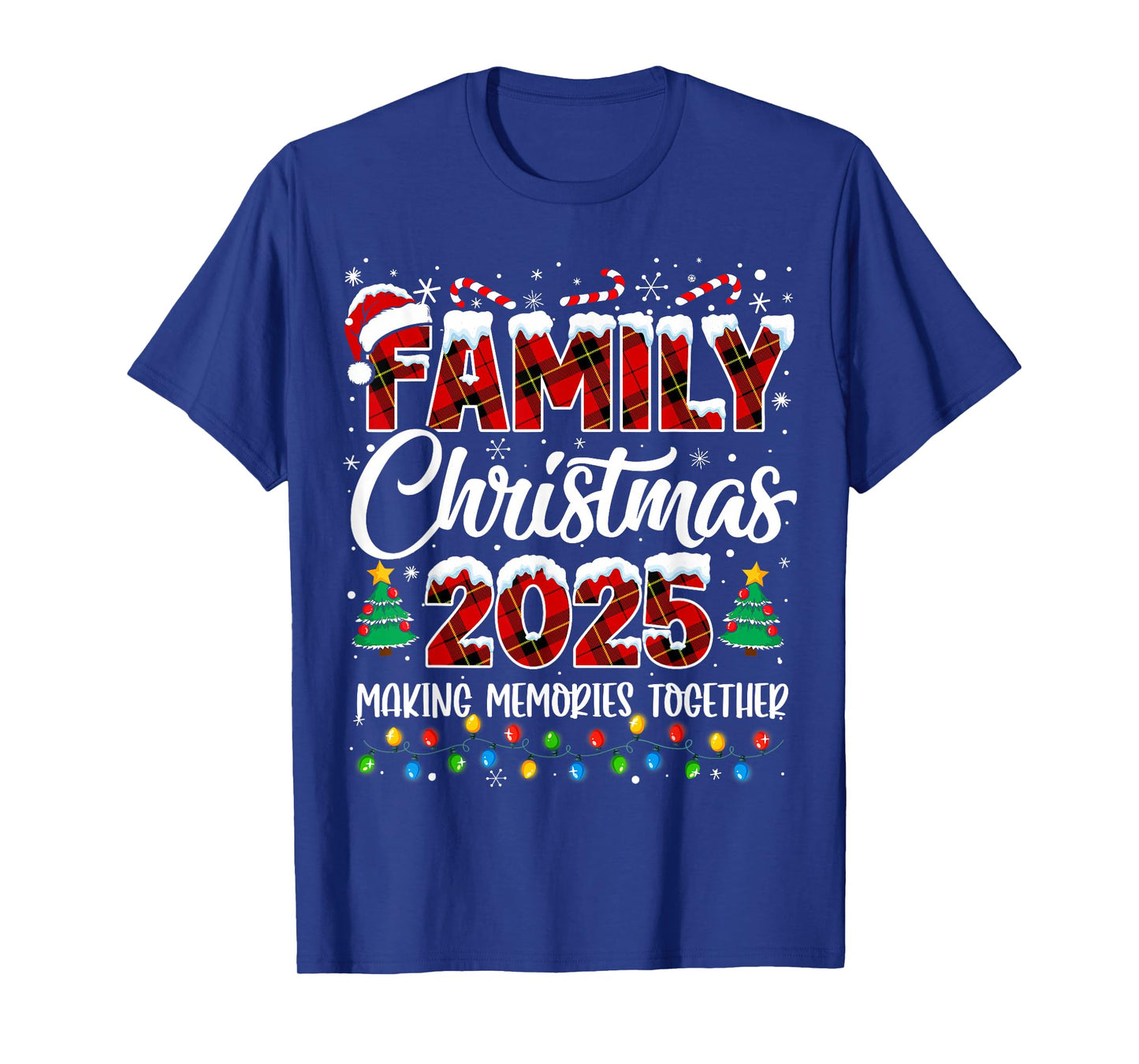 Family Christmas 2025 Matching Squad Santa Red Plaid Xmas T-Shirt