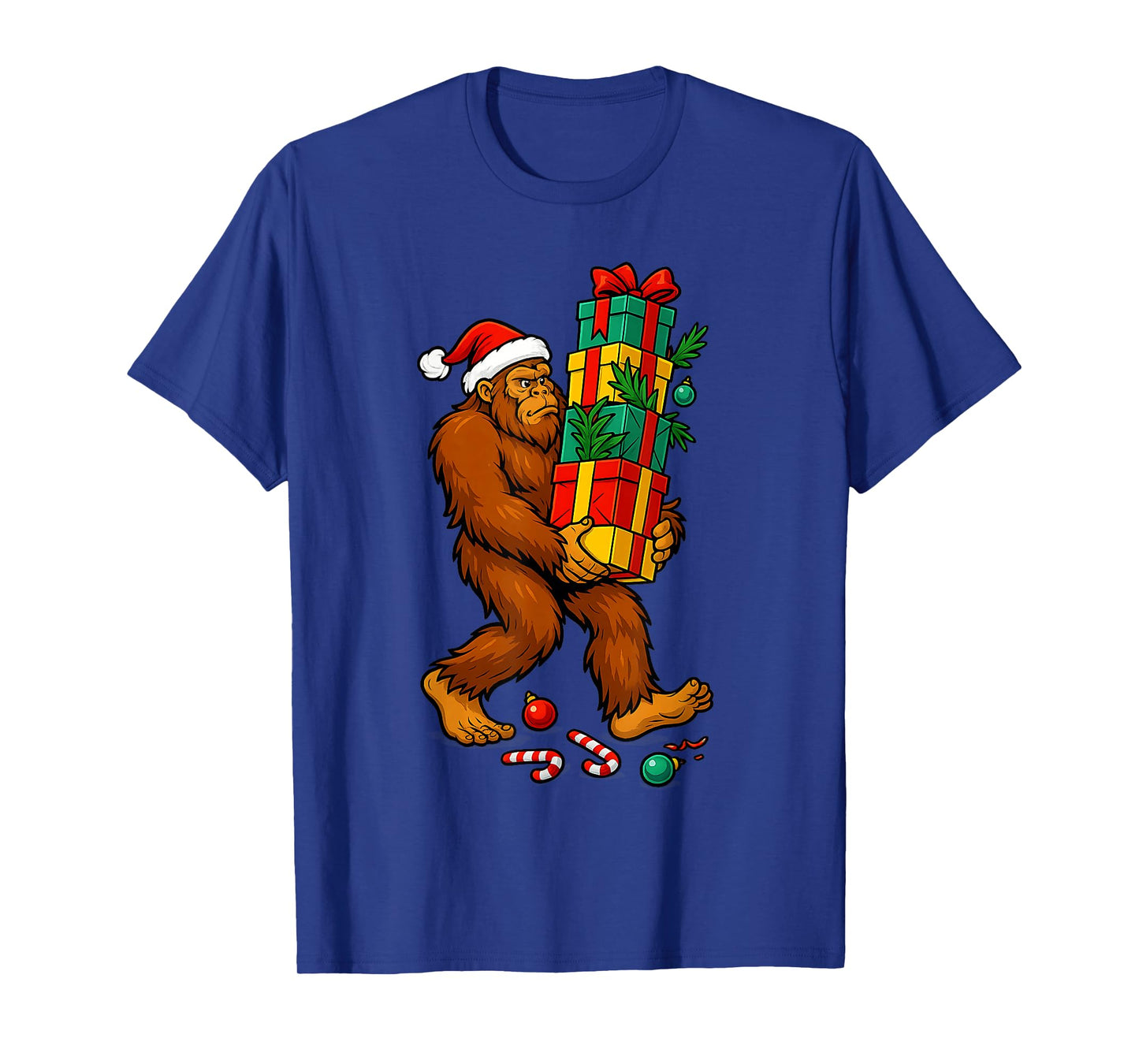 Bigfoot Tree Christmas Lights Snowflake Holiday Candy Xmas T-Shirt