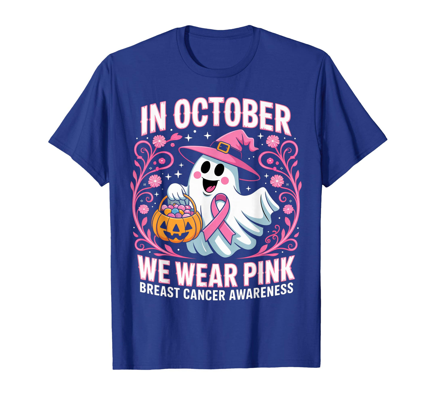 Breast Cancer Women Halloween in October We Wear Pink T-Shirt