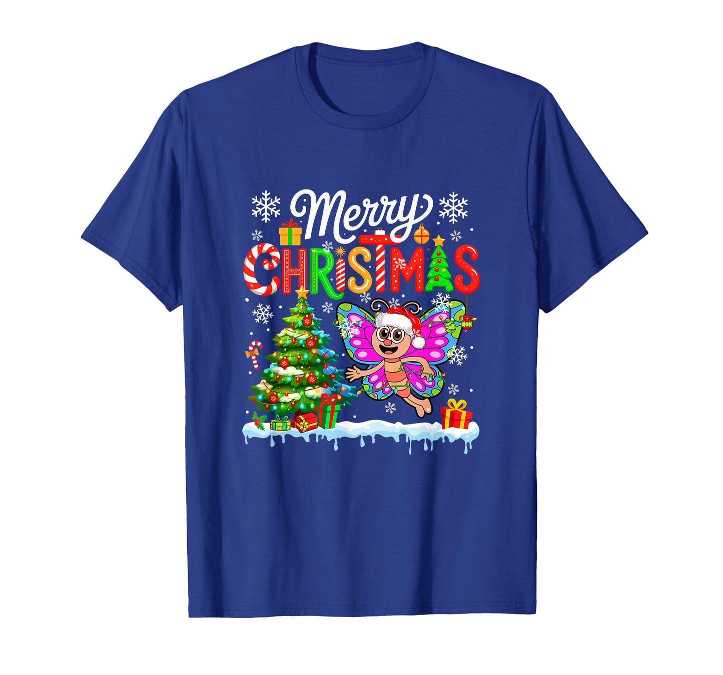 Merry Christmas Santa Butterfly Colorful Costume Kids T-Shirt