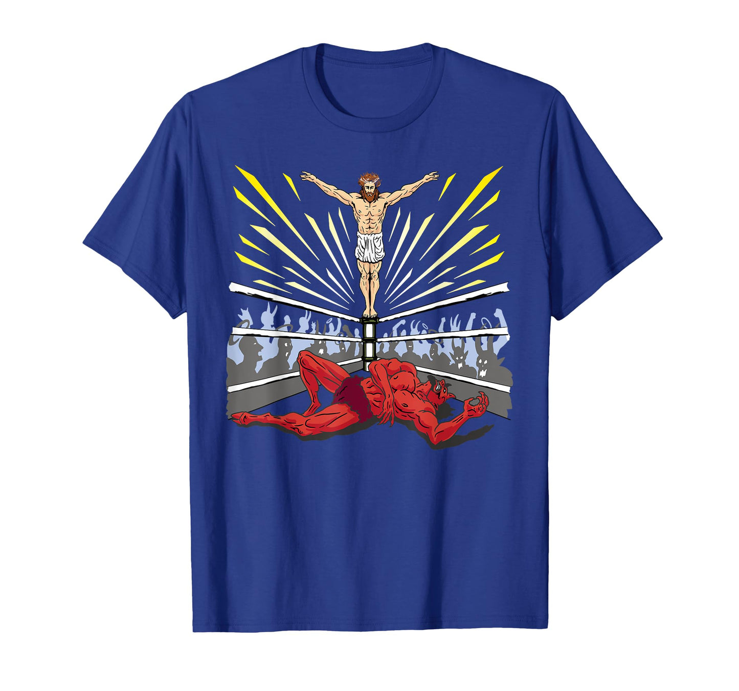Wrestling Costume Jesus Devil Comic Outfit Christian Graphic T-Shirt