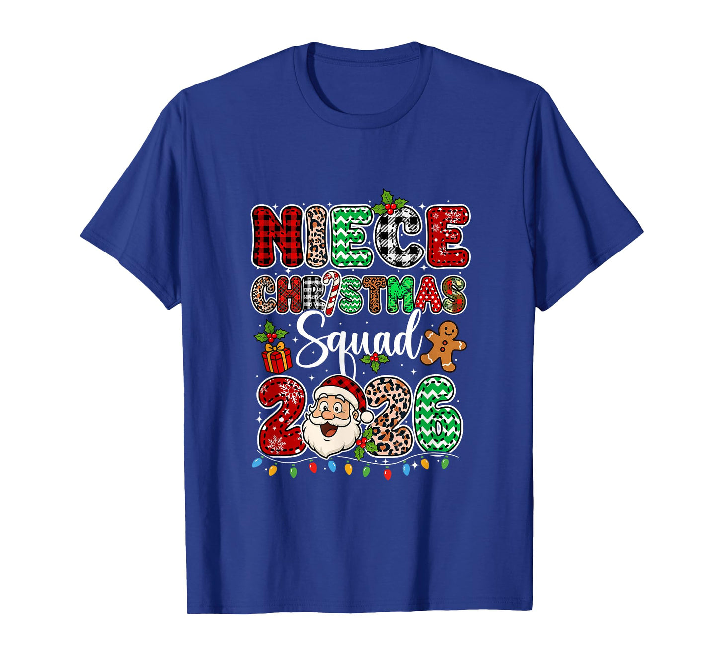 Niece Christmas Crew 2026 Leopard Funny Santa Family Group T-Shirt