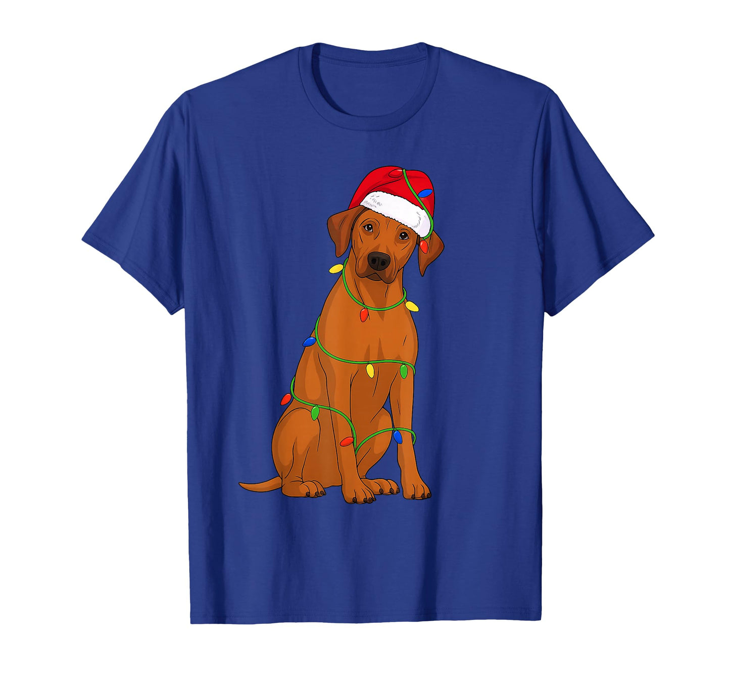 Rhodesian Ridgeback Christmas Tree Lights Holiday Dog Lover T-Shirt