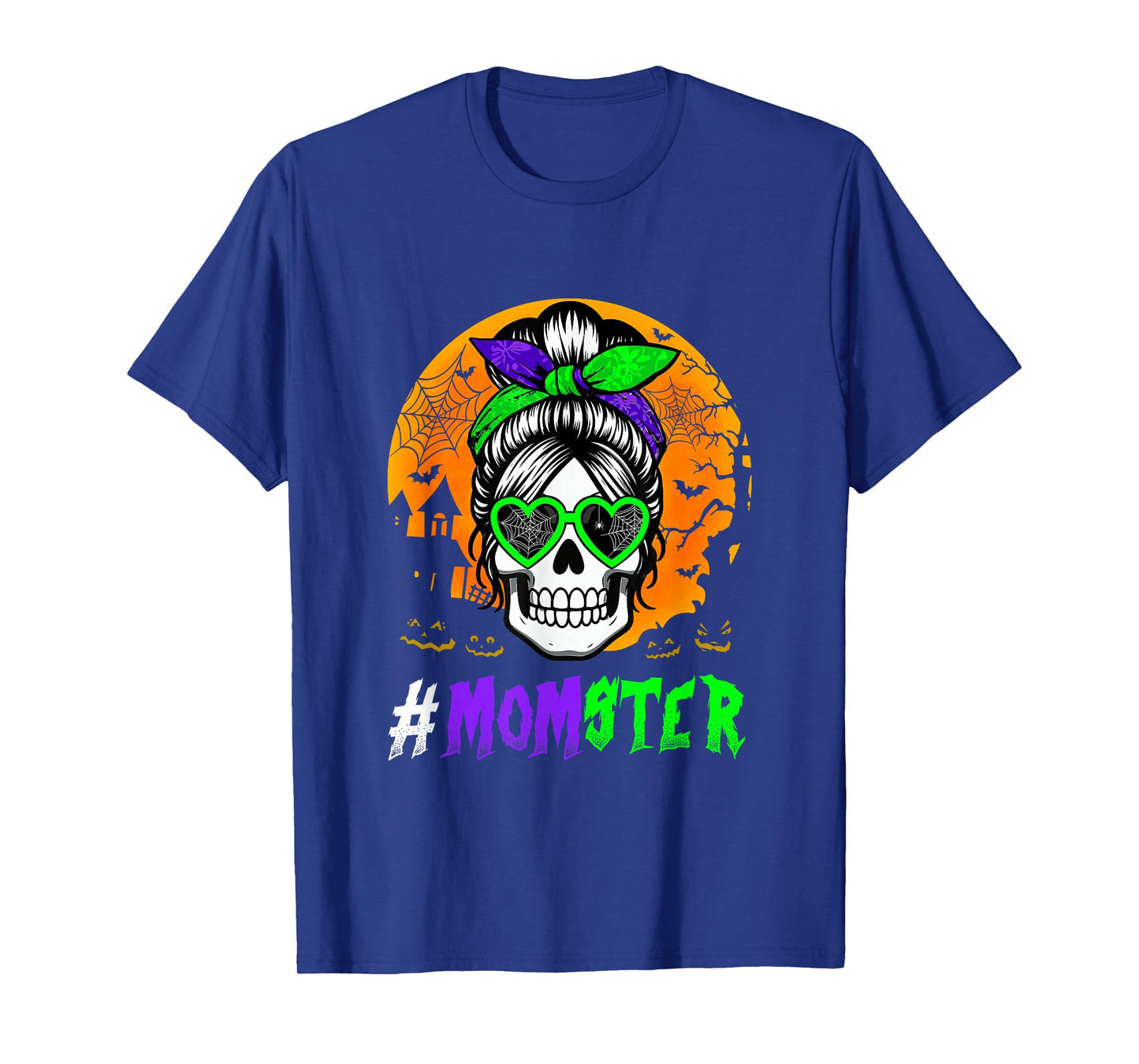 Mom Funny Joke Monster Skull Sunglasses Woman Halloween Moon T-Shirt