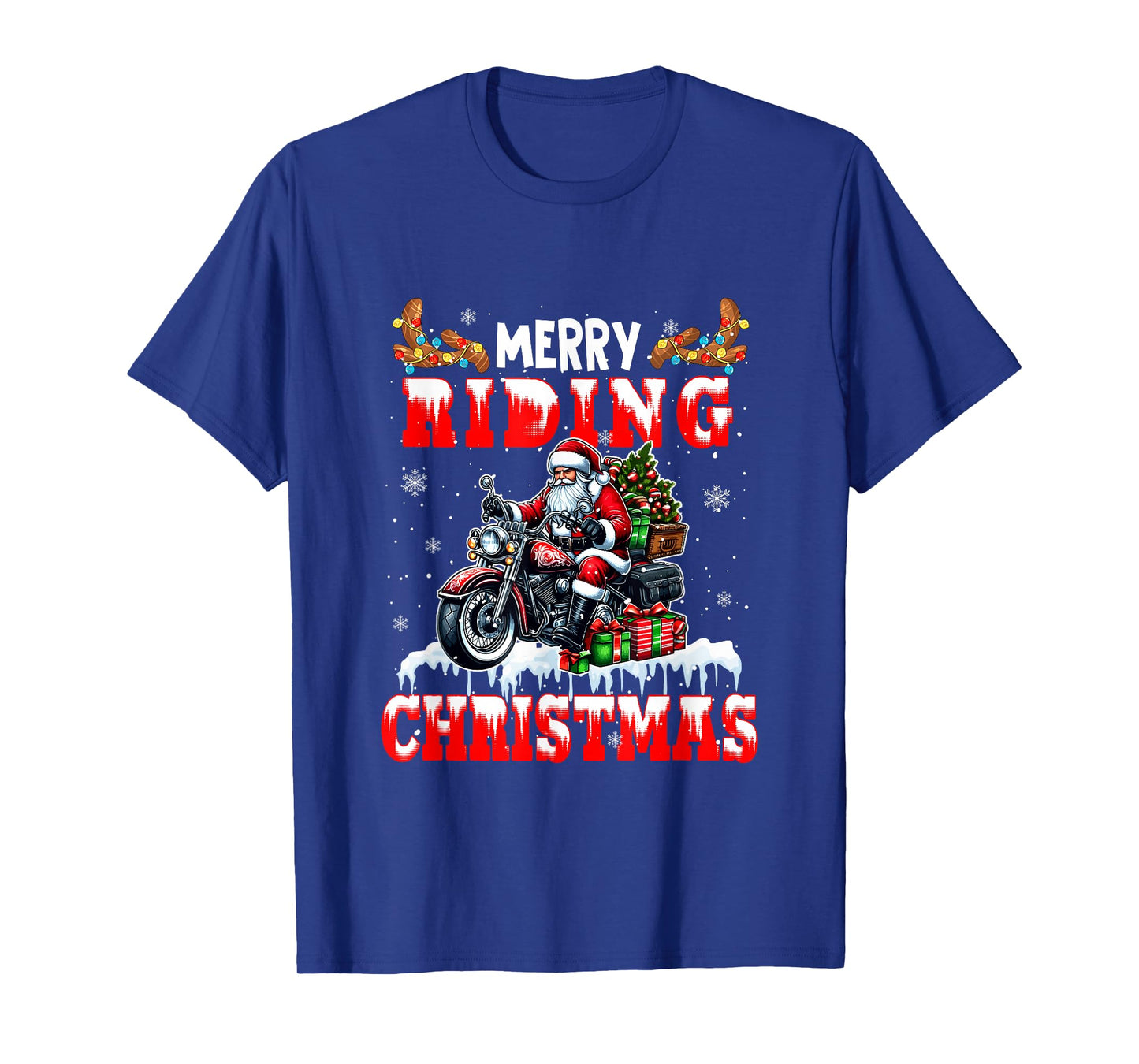 Merry Christmas Riding Santa Colorful Costume Sport Lover T-Shirt