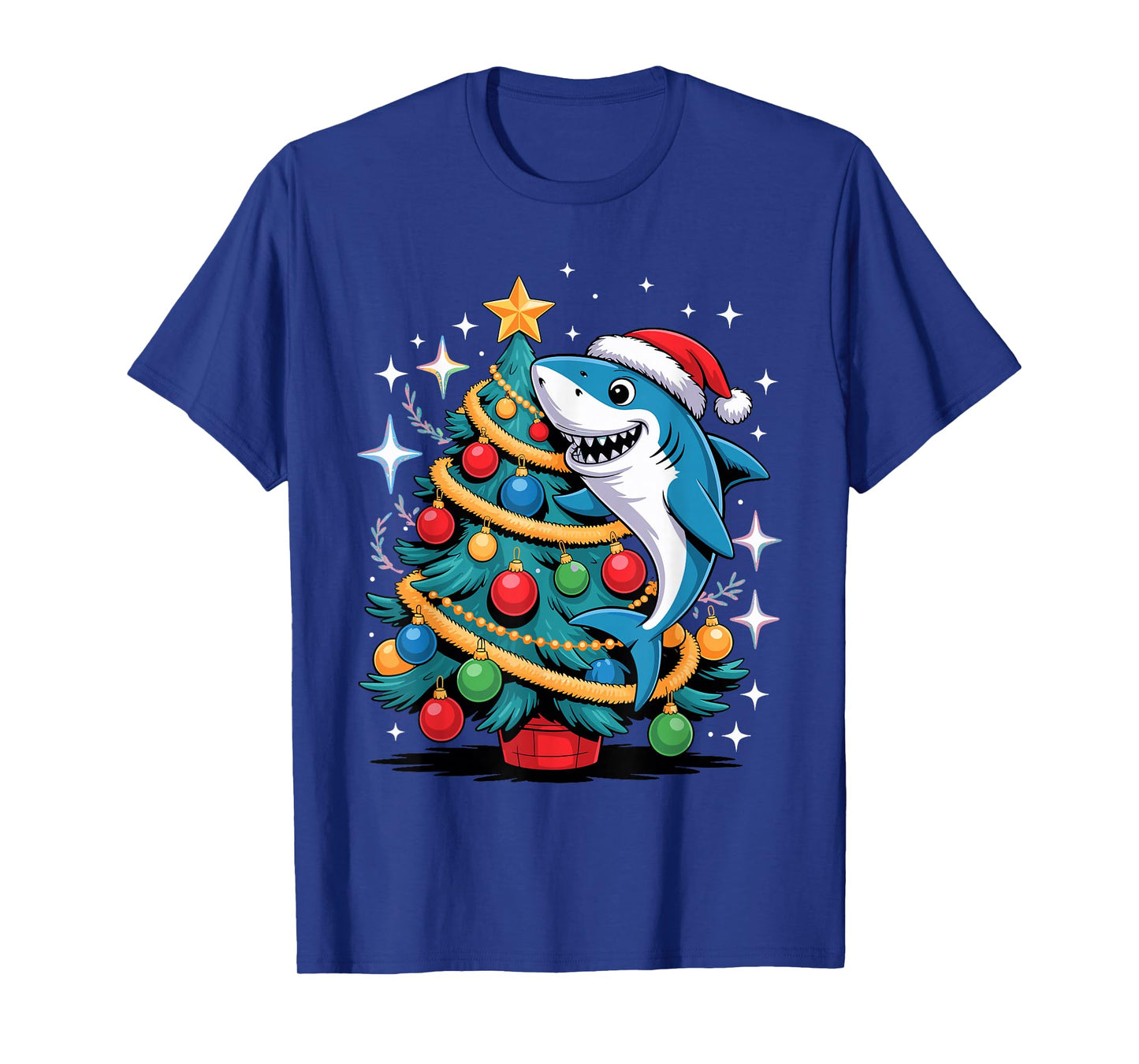 Christmas Tree Shark Santa Hat Sharks T-Shirt