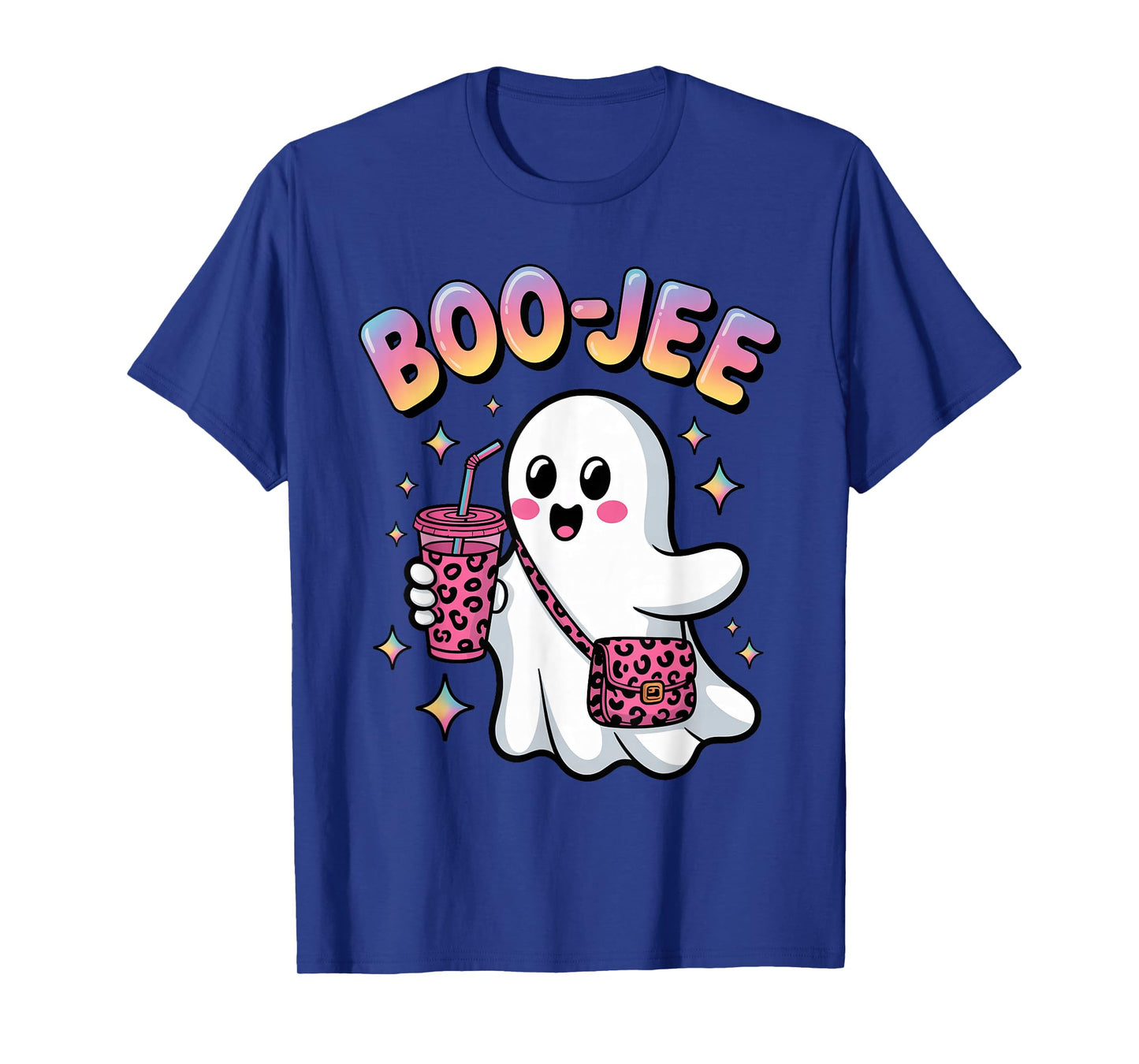 Cute Boujee Ghost Leopard Print Purse Funny Halloween Party T-Shirt