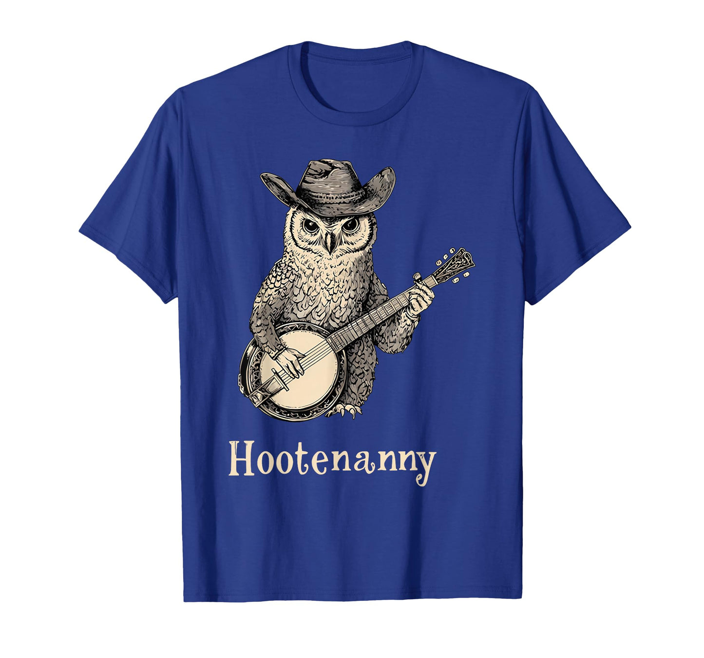 Hootenanny Owl Playing Banjo Country Owl Banjo Guitar Music T-Shirt