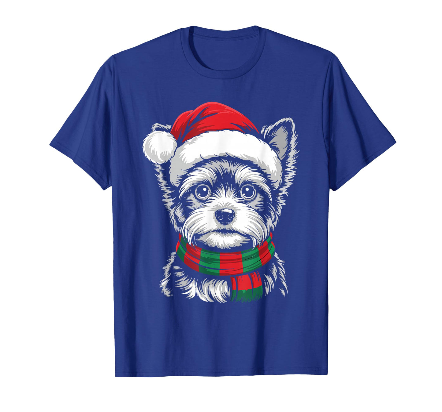 Yorkie Dog Xmas Santa Hat Scarf Christmas Costume T-Shirt