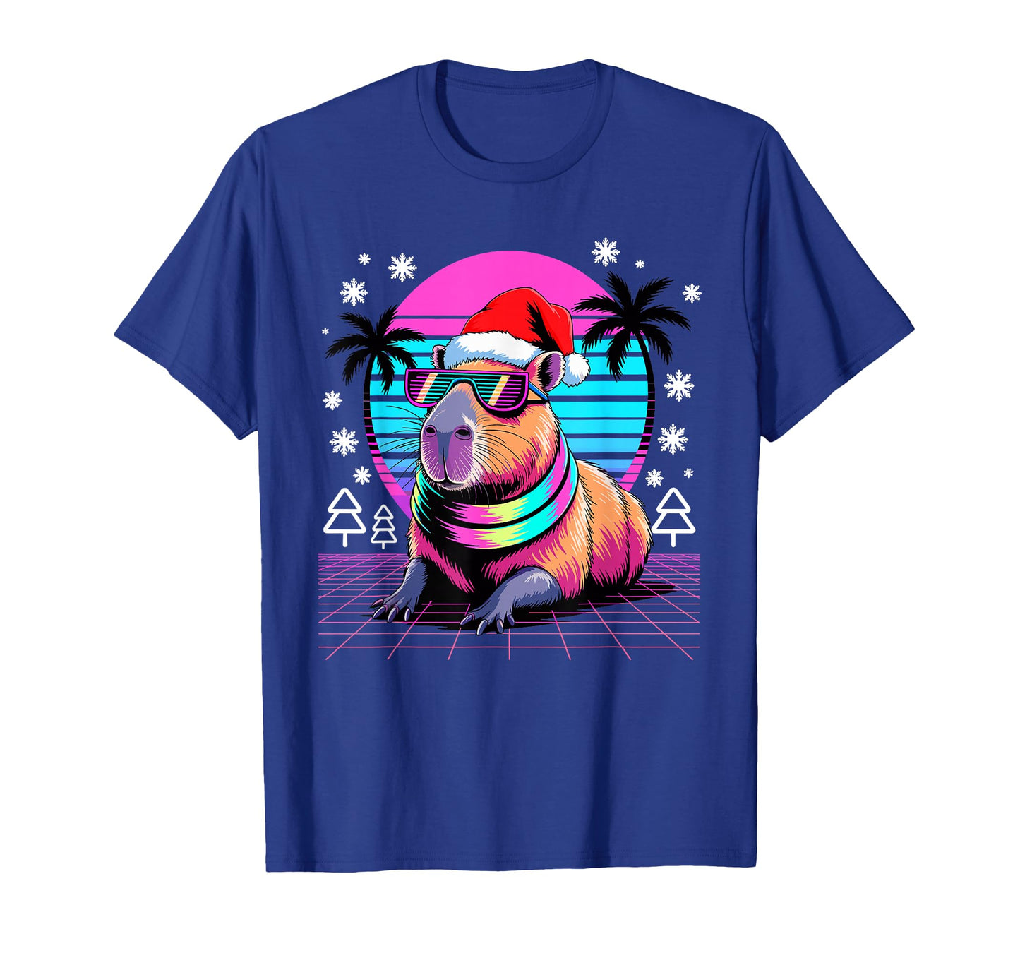 Christmas Synthwave Capybara Sunglasses Capybaras T-Shirt