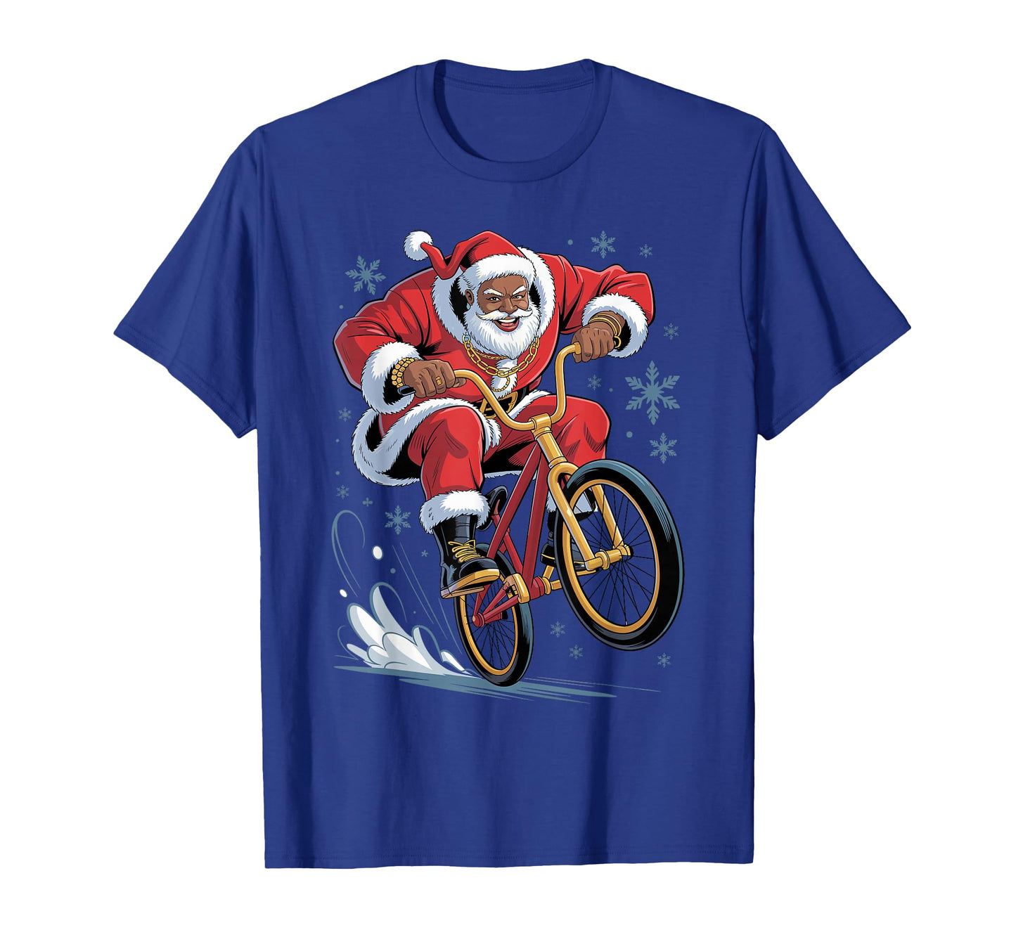 Afro Santa BMX African American Christmas Funny Holiday T-Shirt