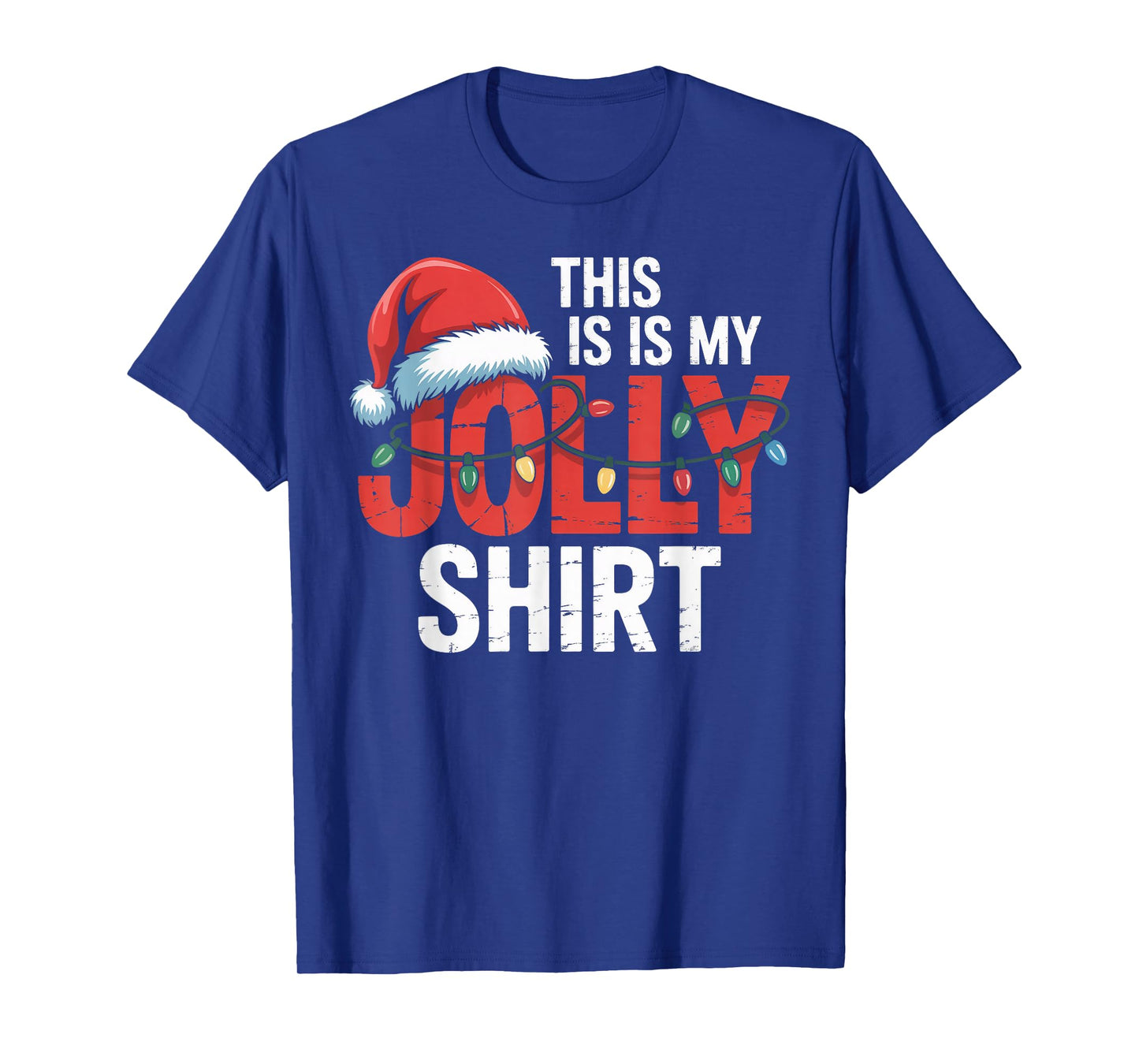 This is My Jolly Shirt Christmas Lights Santa Hat T-Shirt